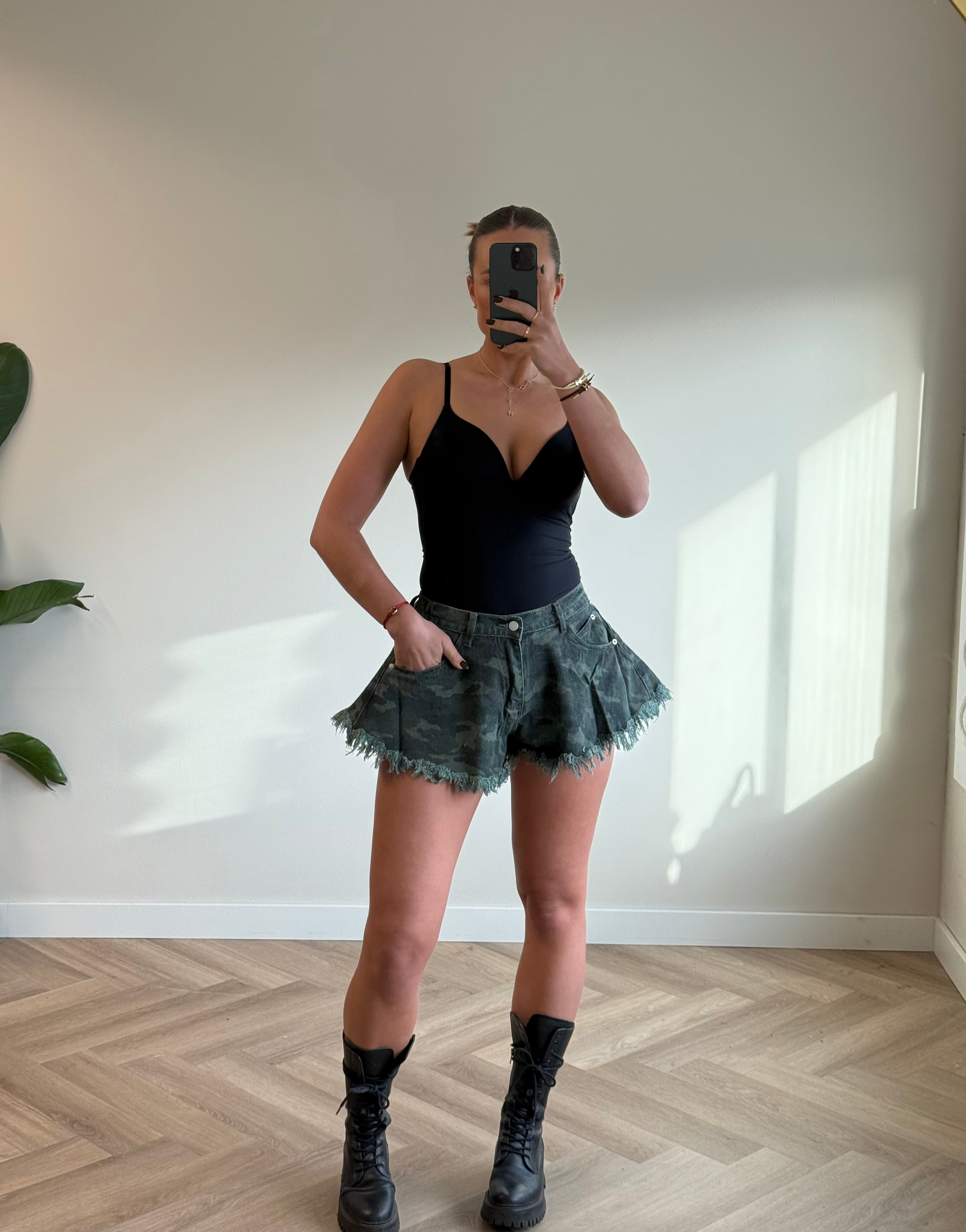 Denim Short Gerafeld Camouflage