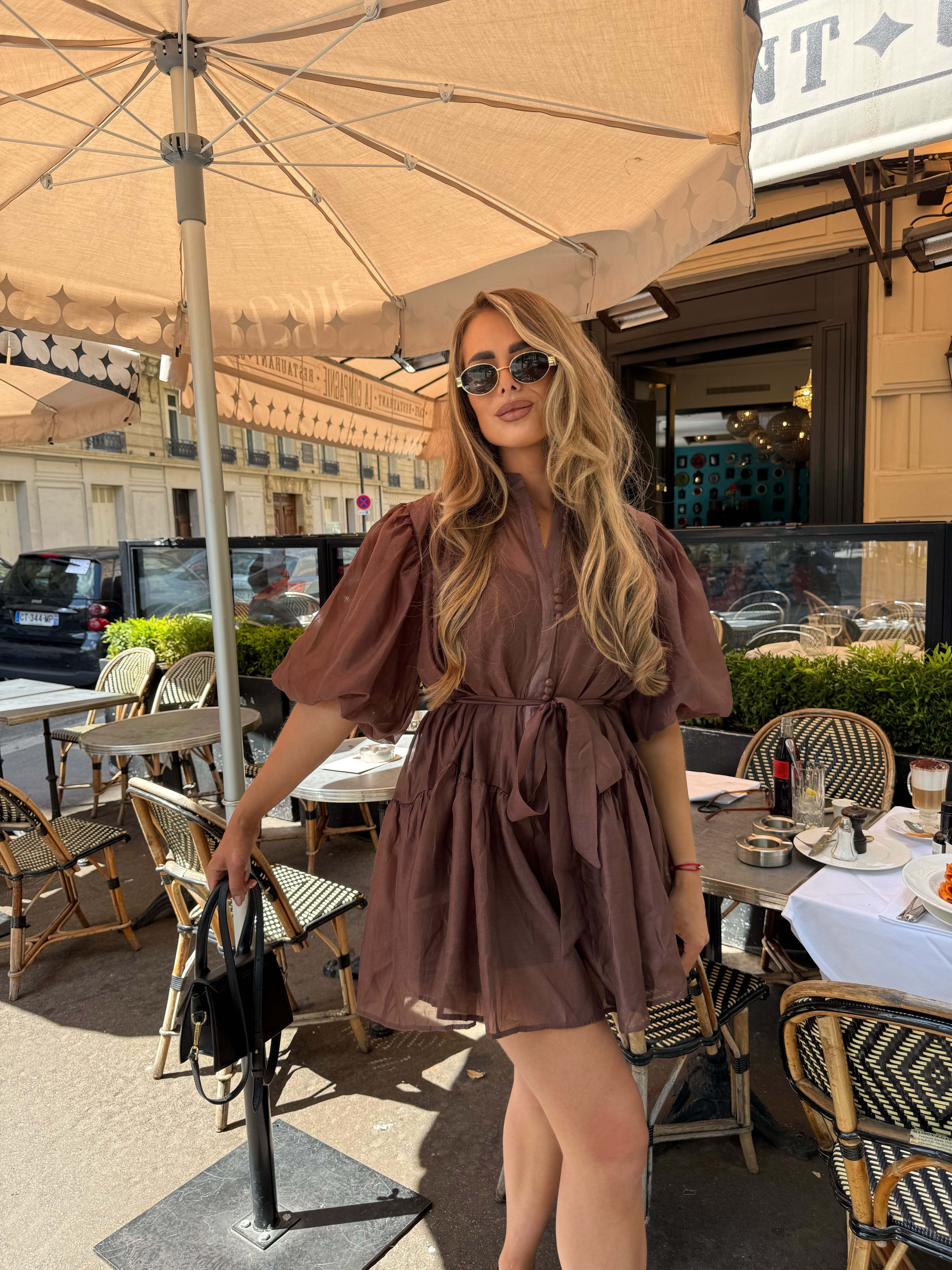 Pofmouw Jurkje Bruin | Alexia
