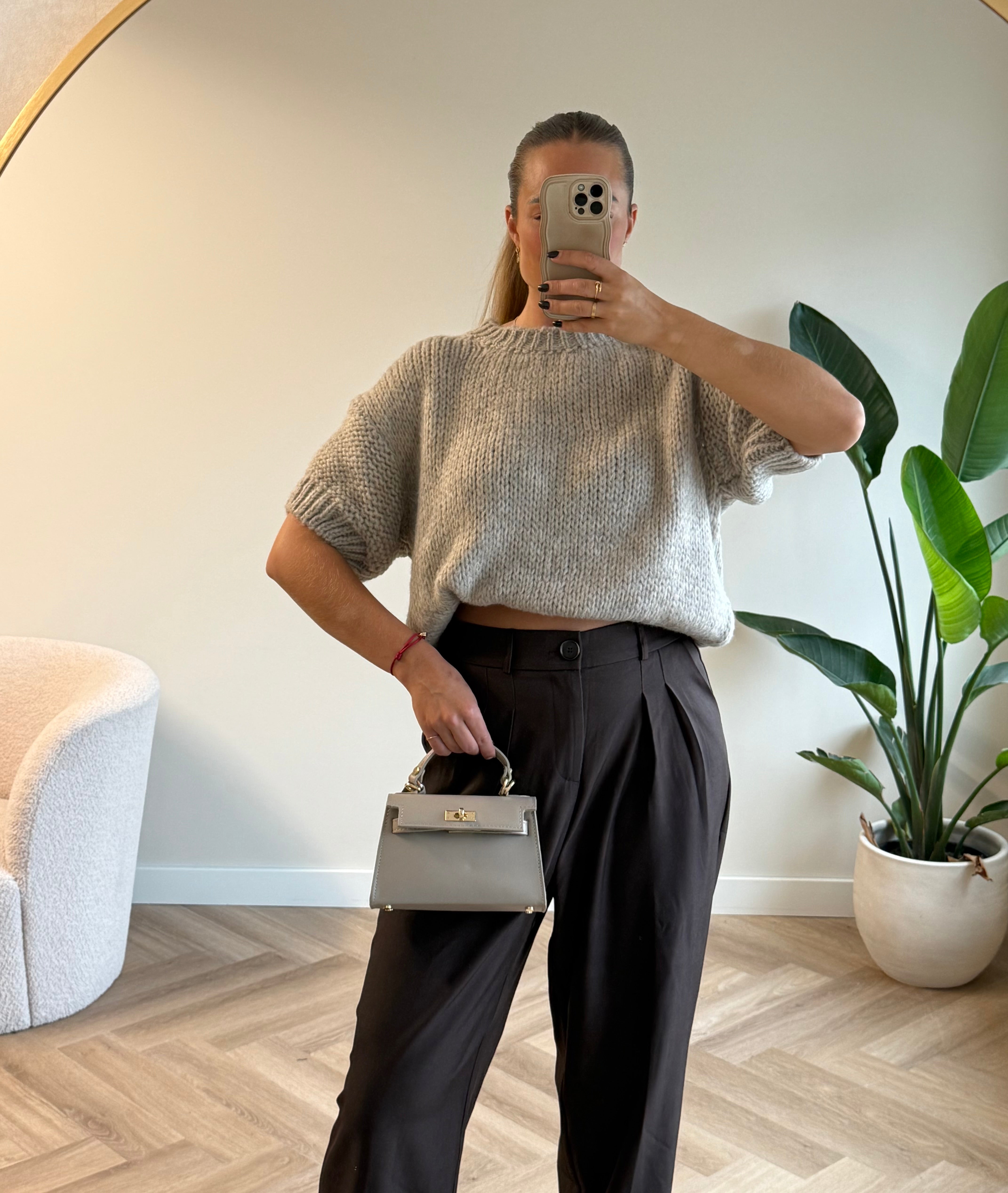 Knit Trui Korte Mouw Beige | Nori