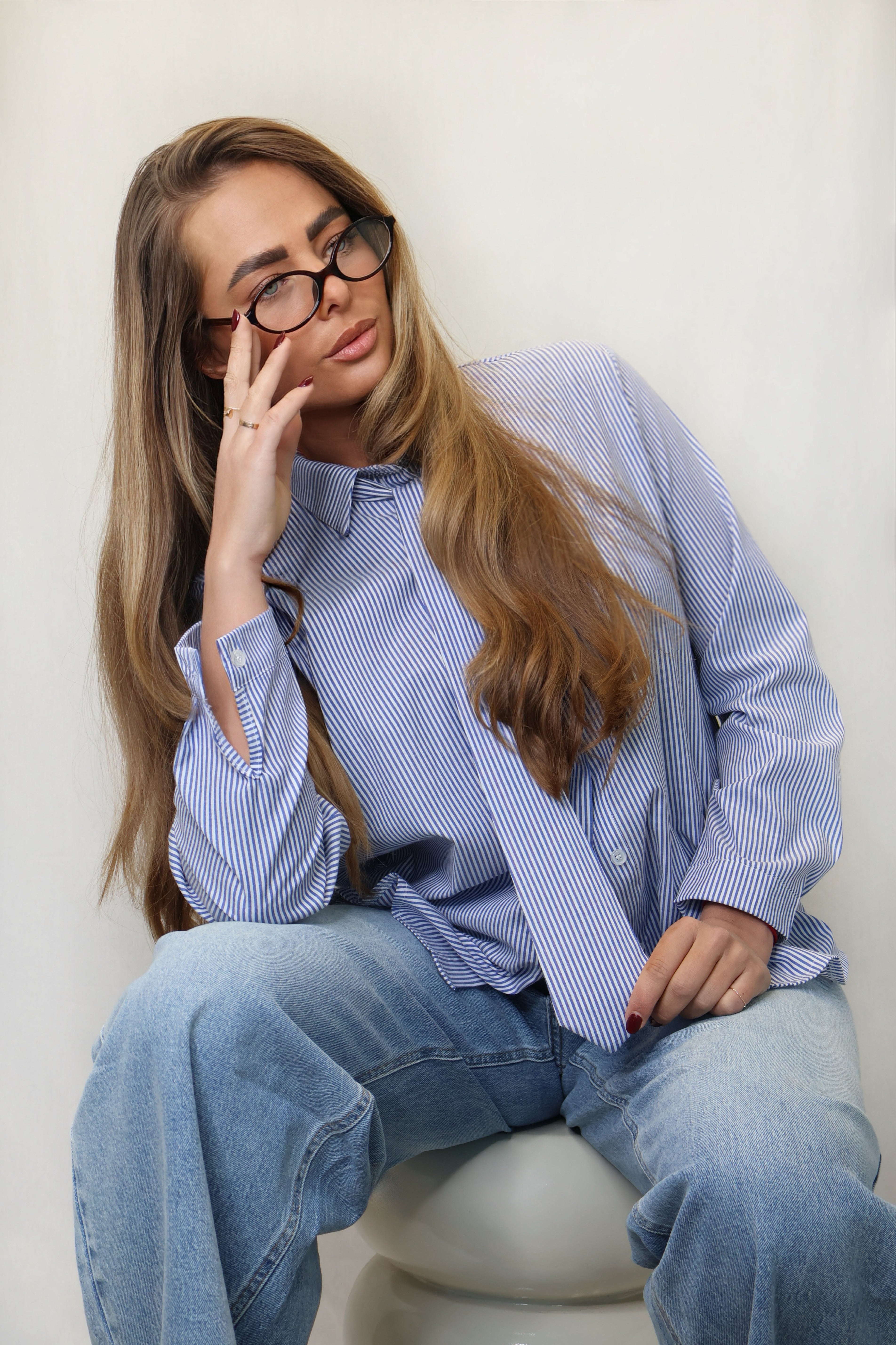 Gestreepte Blouse Stropdas | Robin