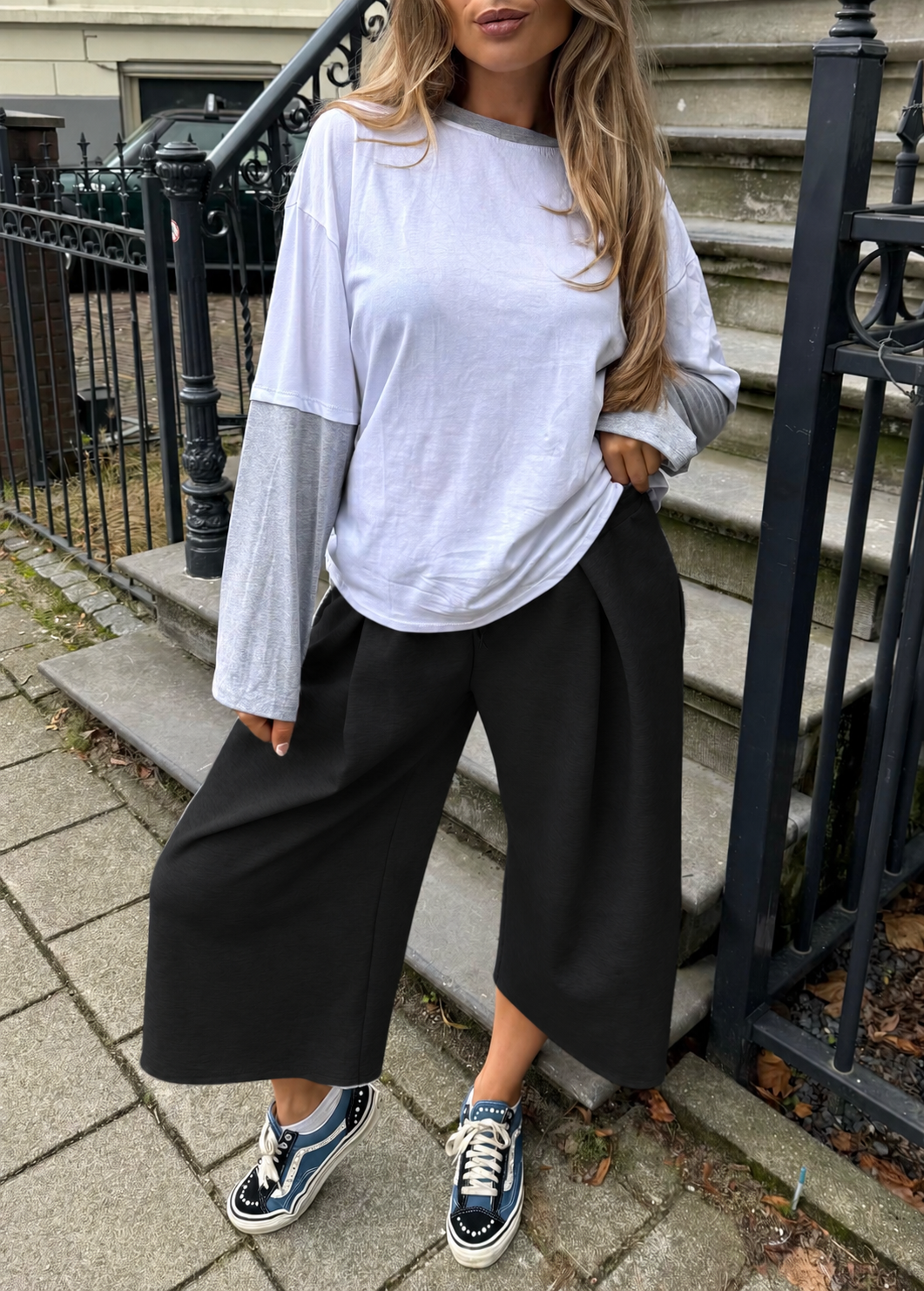 Bermuda Jogger Geplooid Zwart