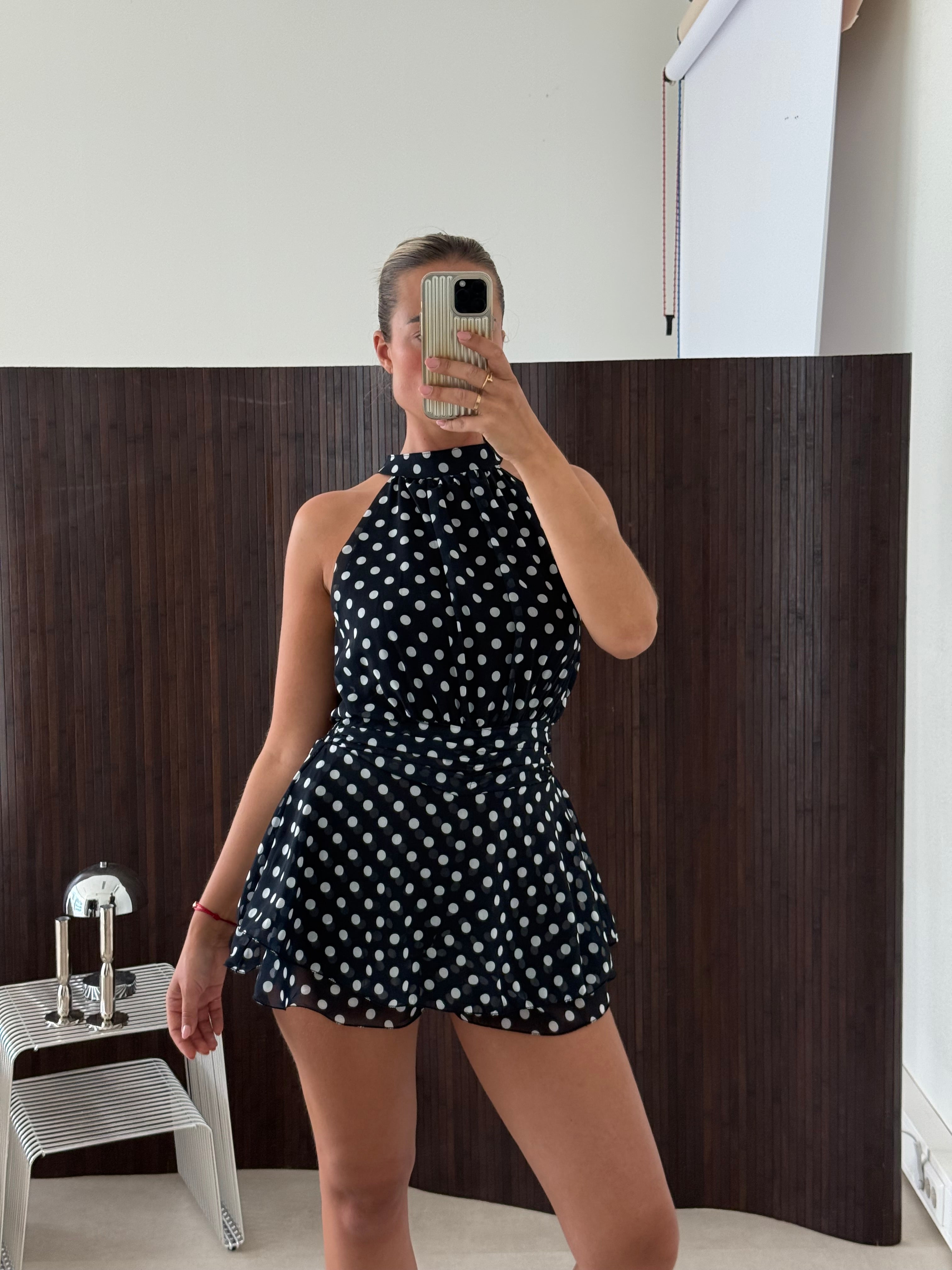 Polkadot Playsuit Navy Wit