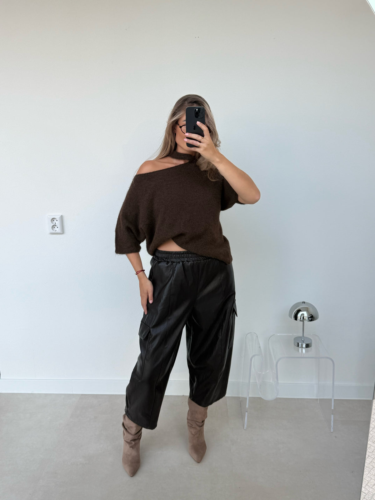 PU Leather Jort Donker Bruin