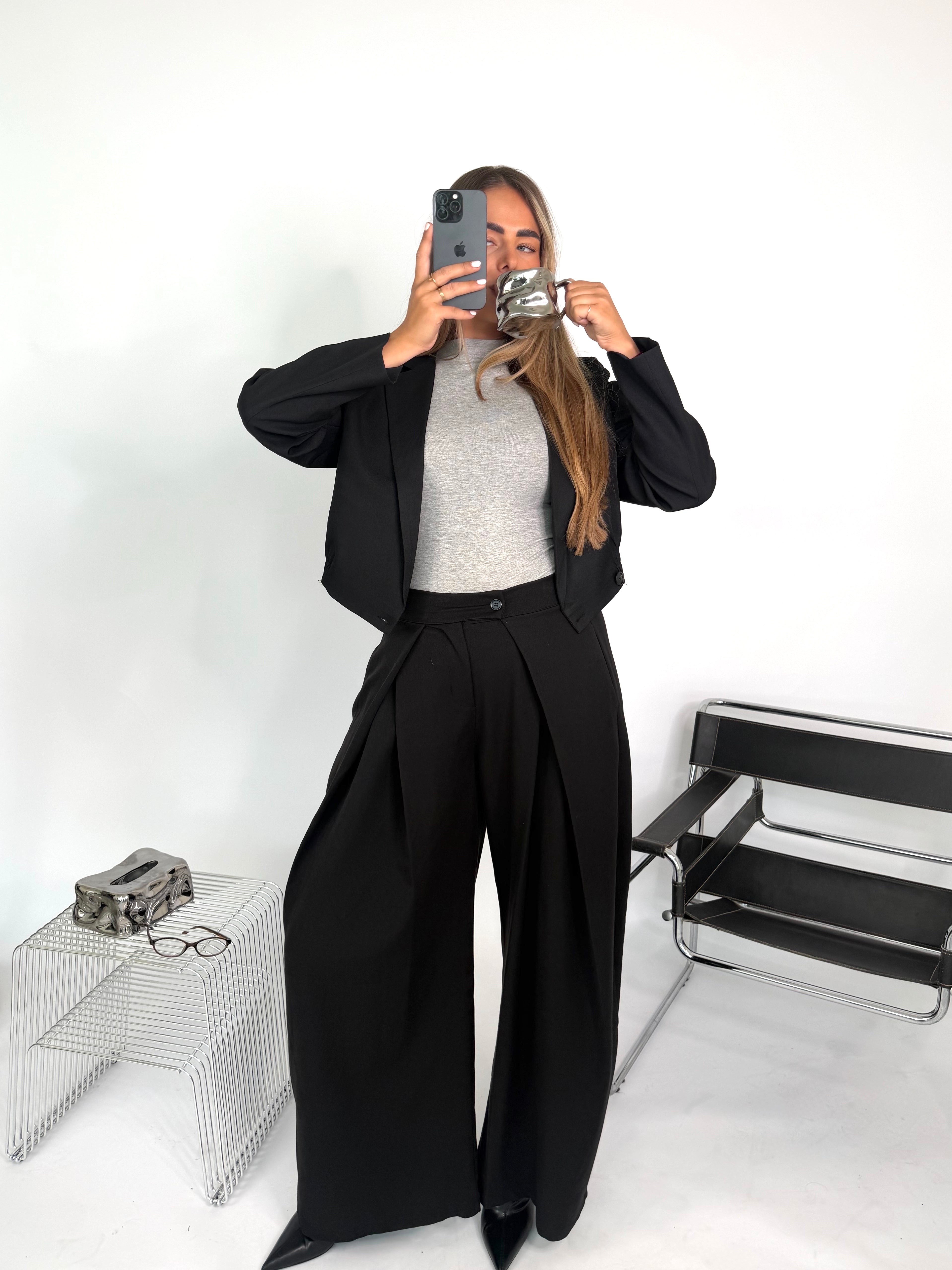 Pantalon met Plooien Zwart | Penny