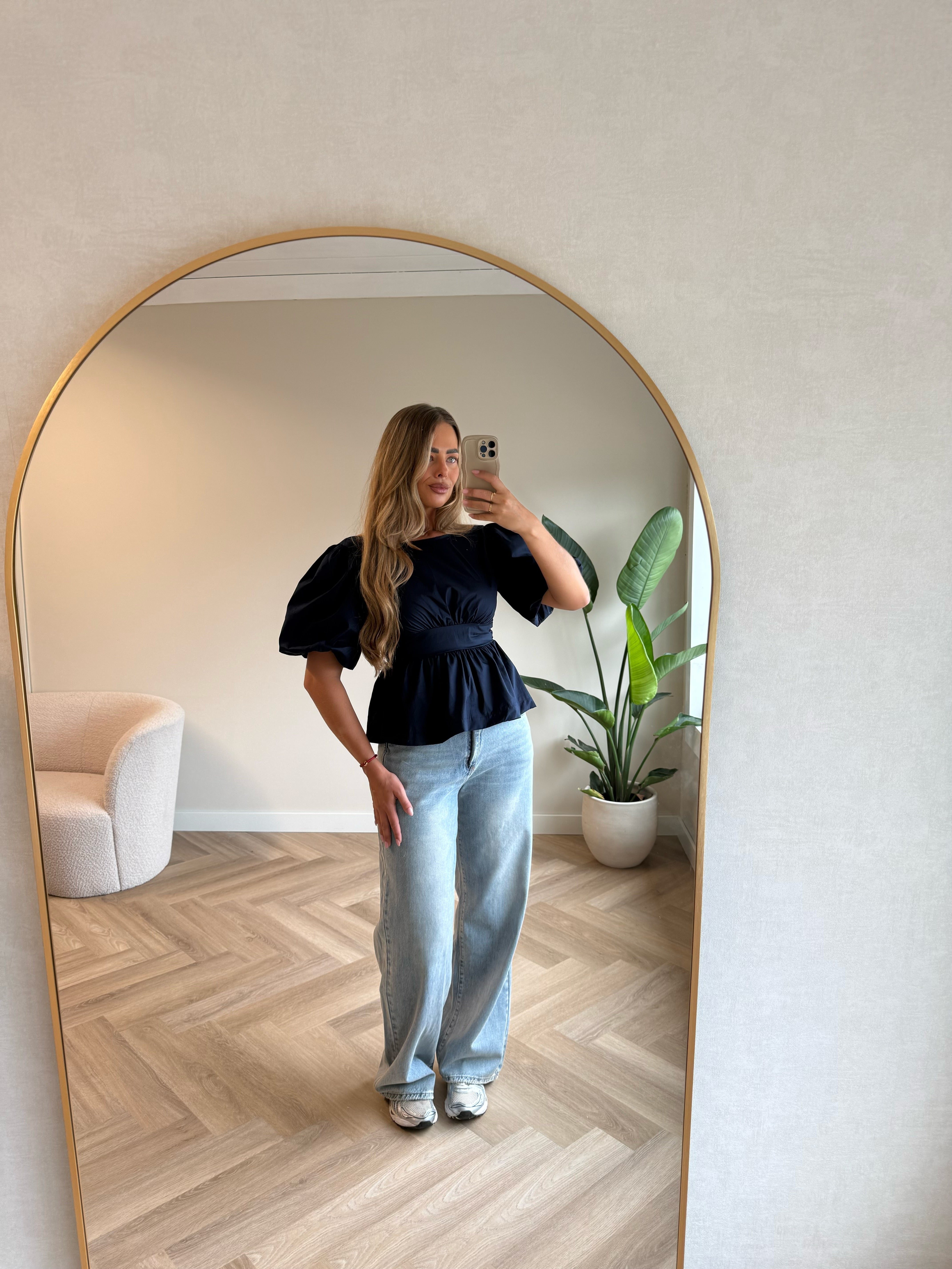 Pofmouw Top Strik Blauw | Fleur
