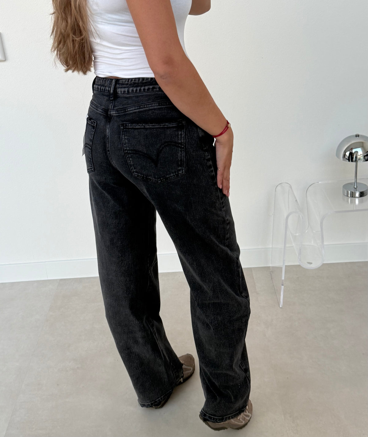 Queen Hearts Barrel Jeans Donker Grijs