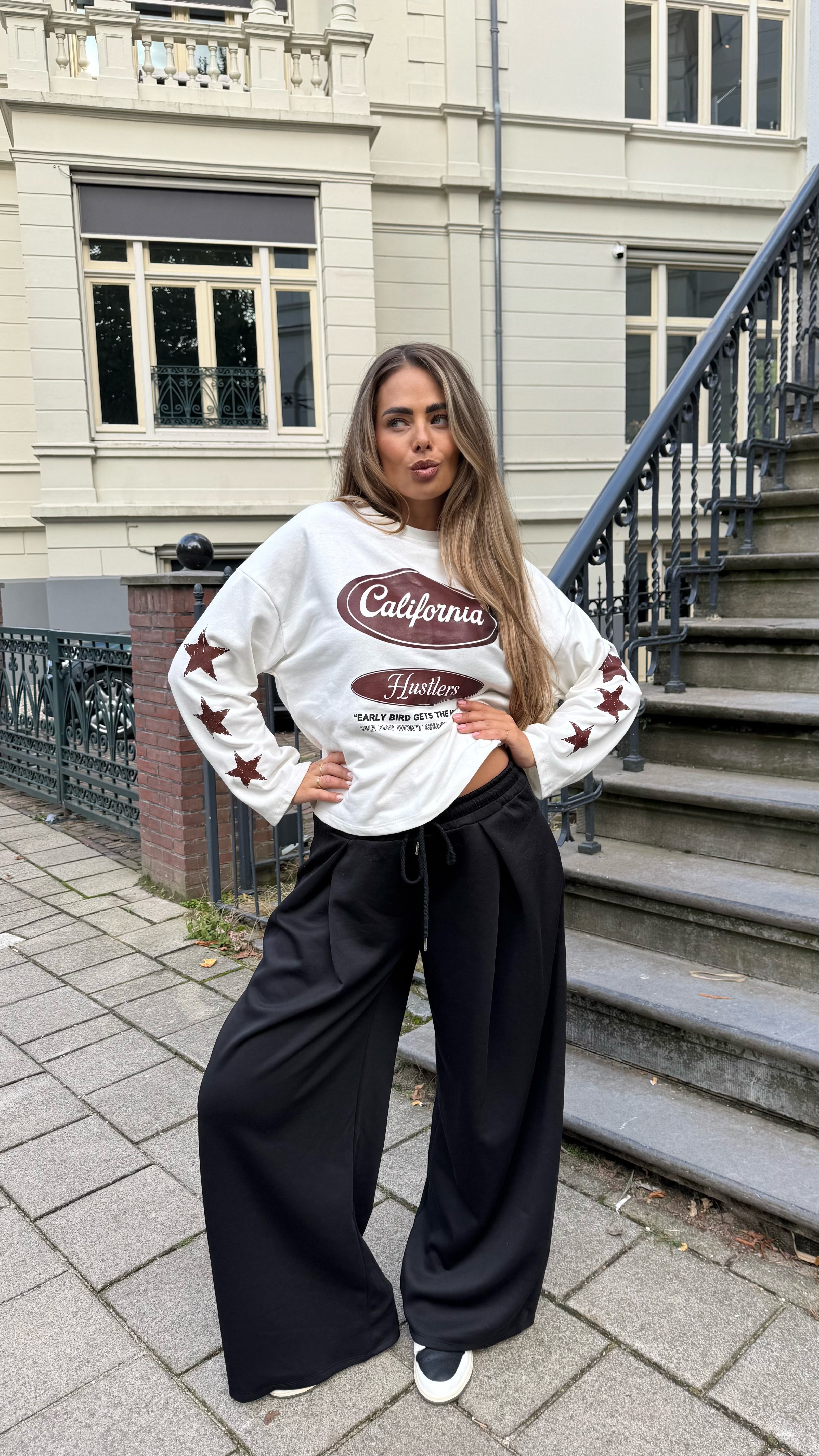 Wijde Jogger Geplooid Zwart