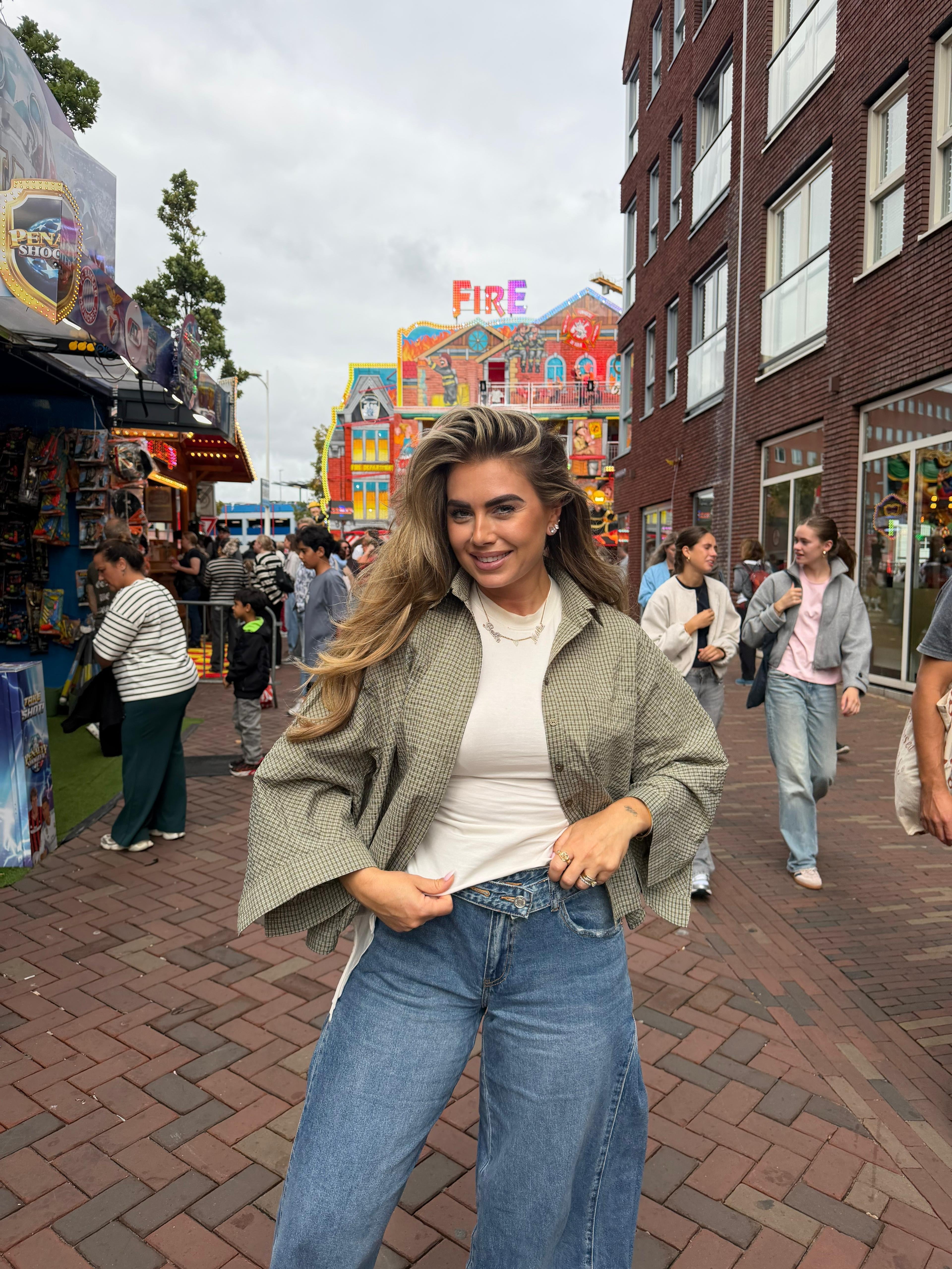 Oversized Geruite Blouse Groen | Sam