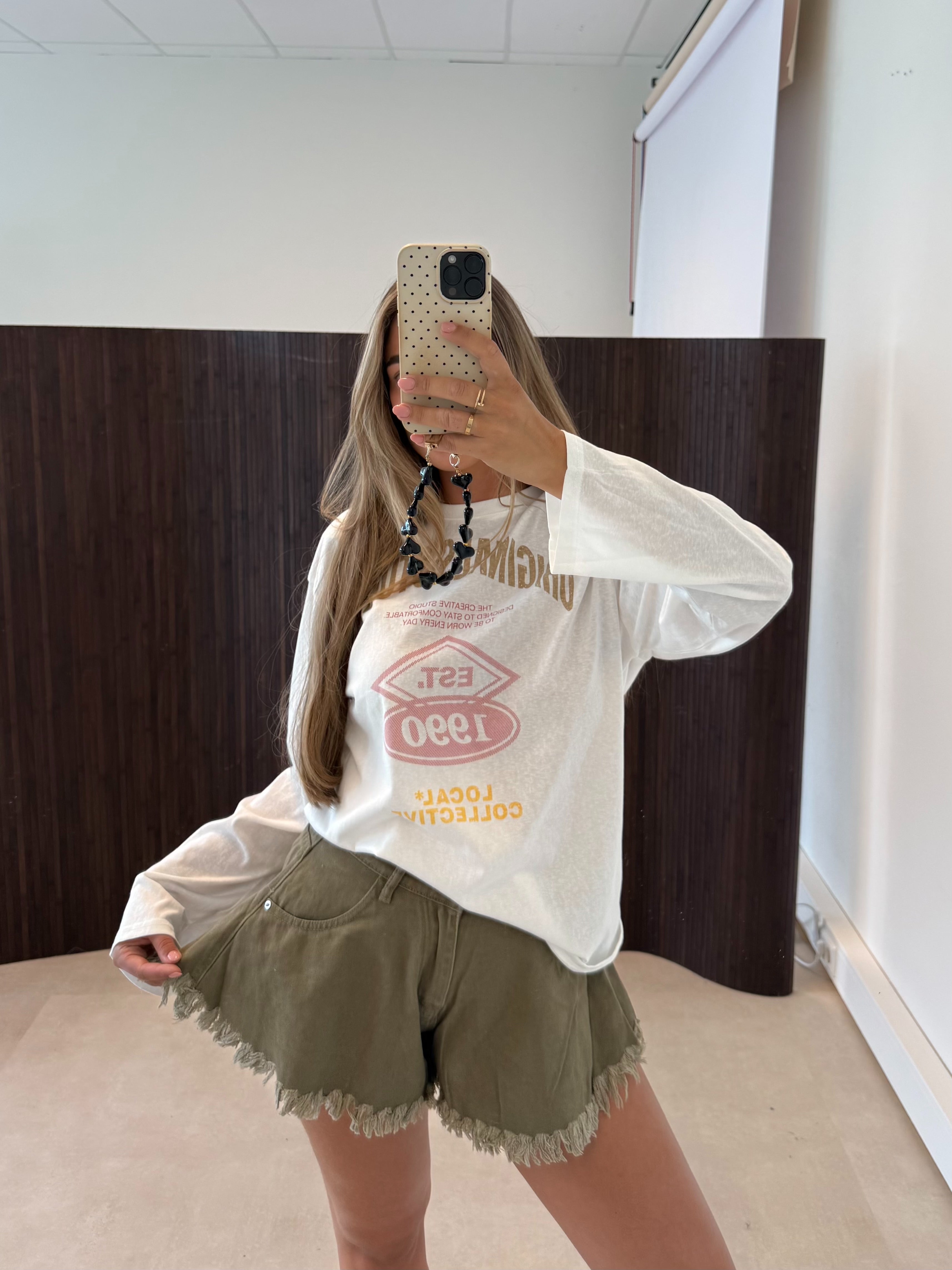 Oversized Long Sleeve Tekst Wit