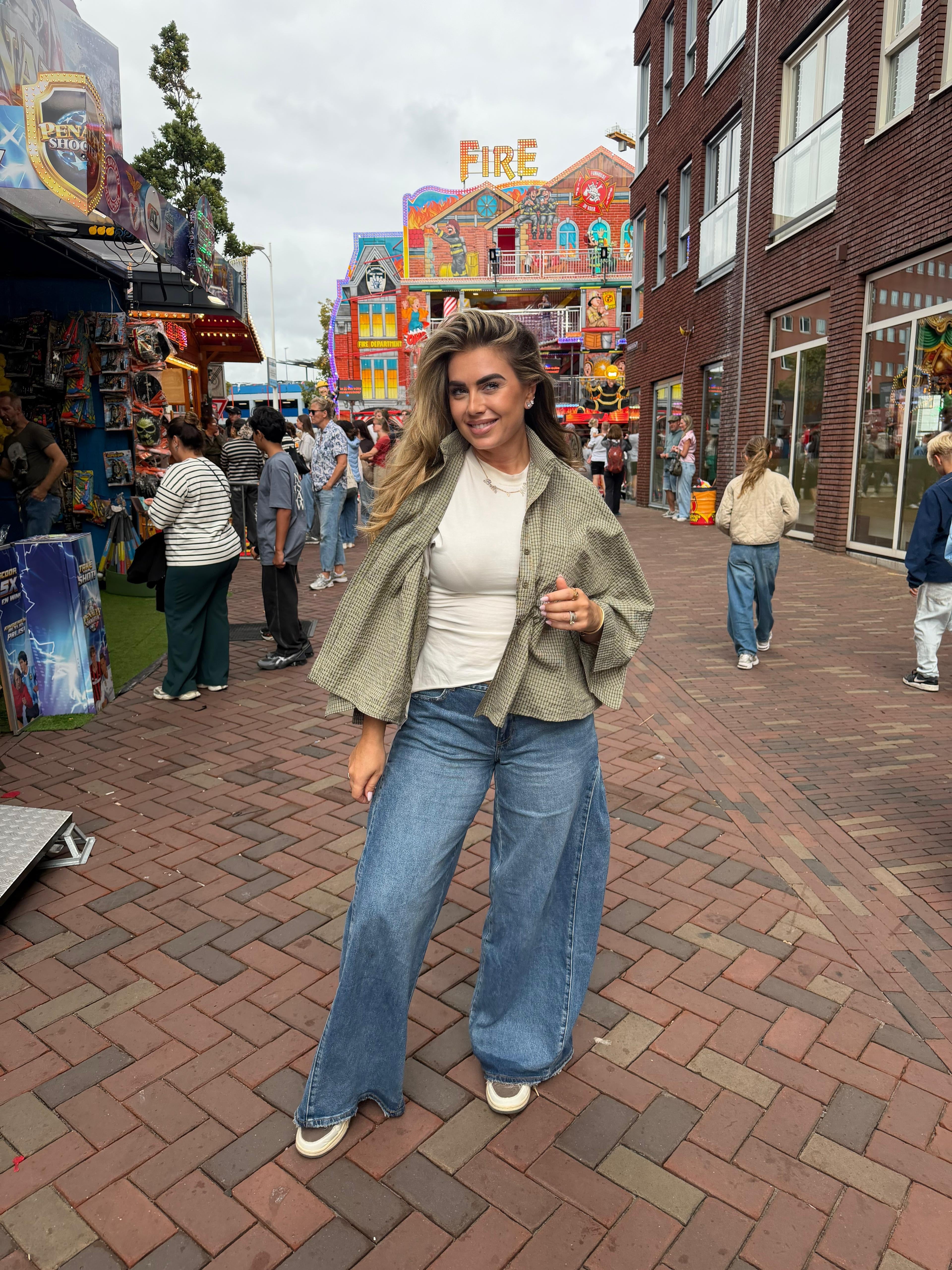 Oversized Geruite Blouse Groen | Sam