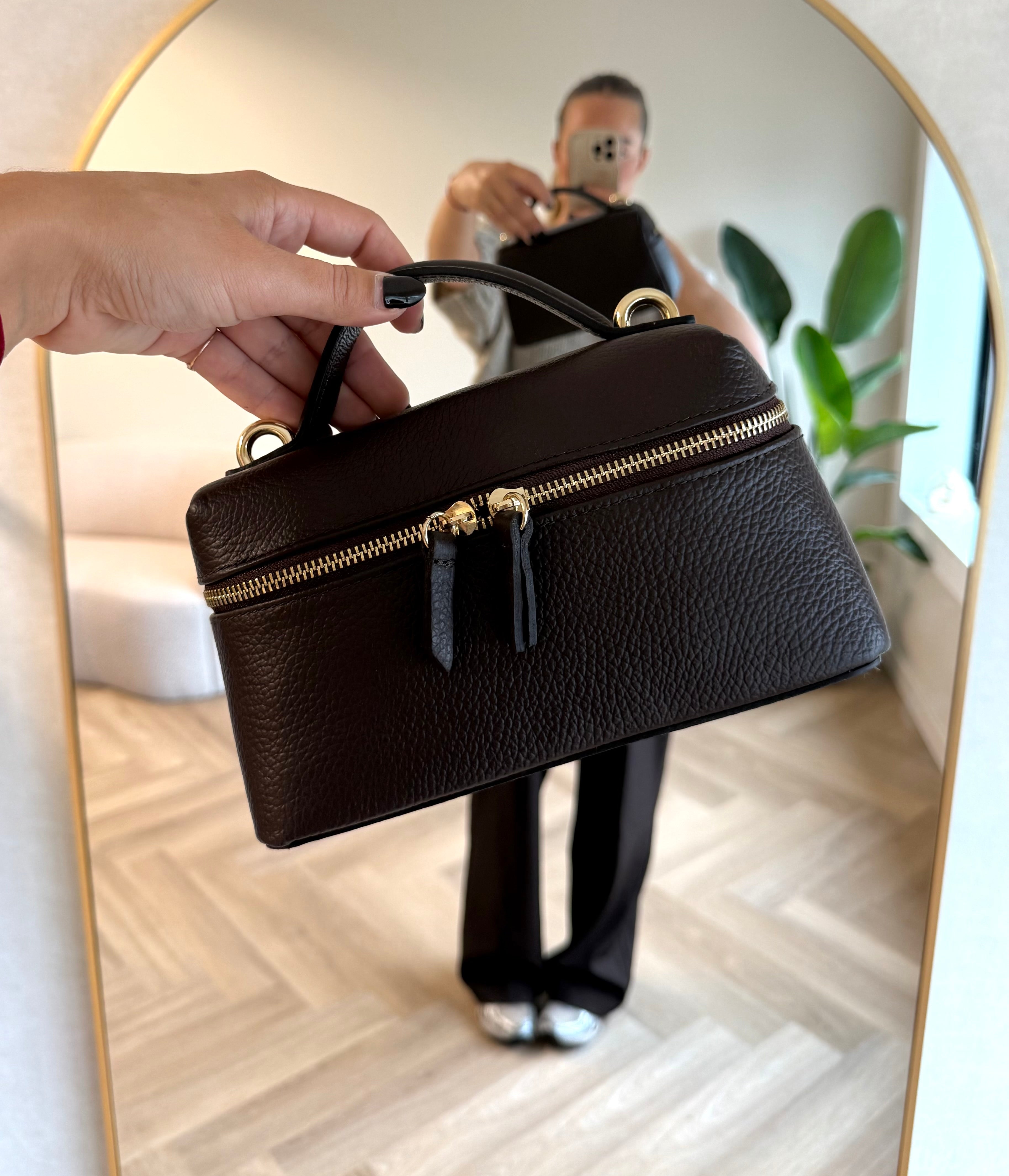 Leren Damestas Rechthoekig Bruin | Jane