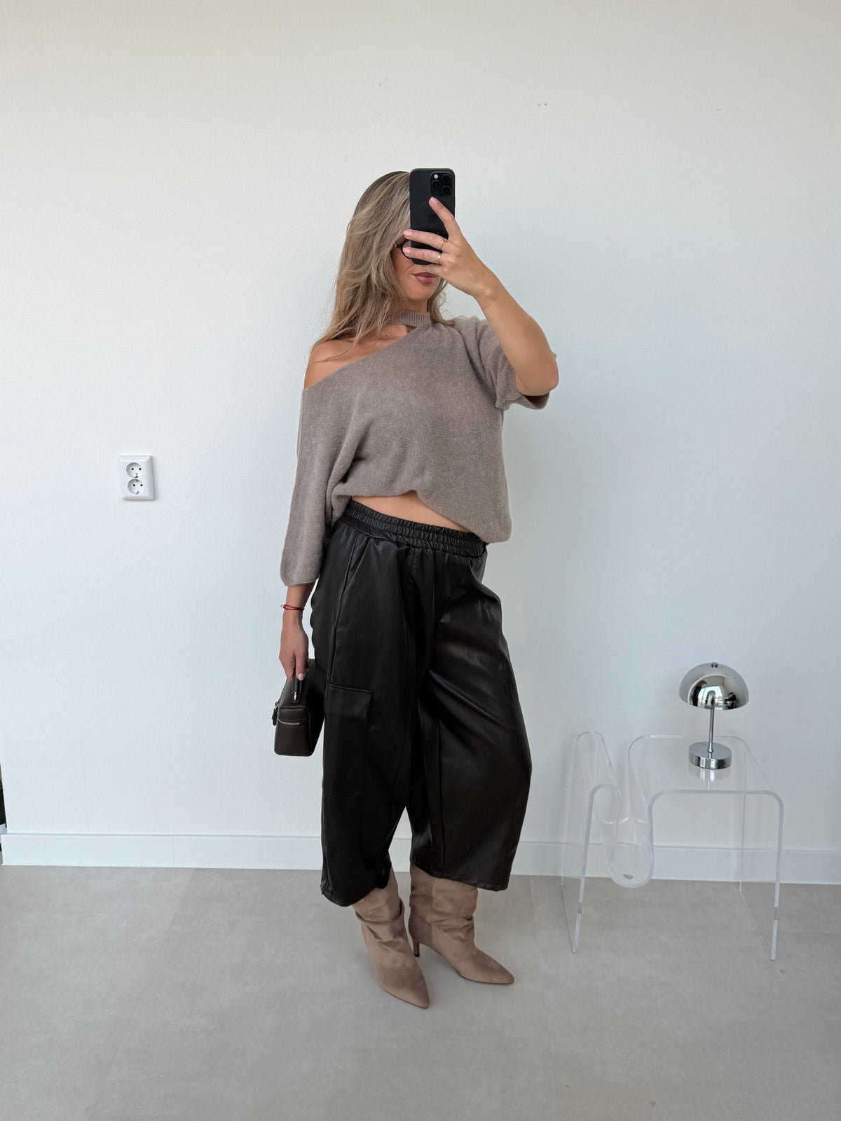 PU Leather Jort Donker Bruin