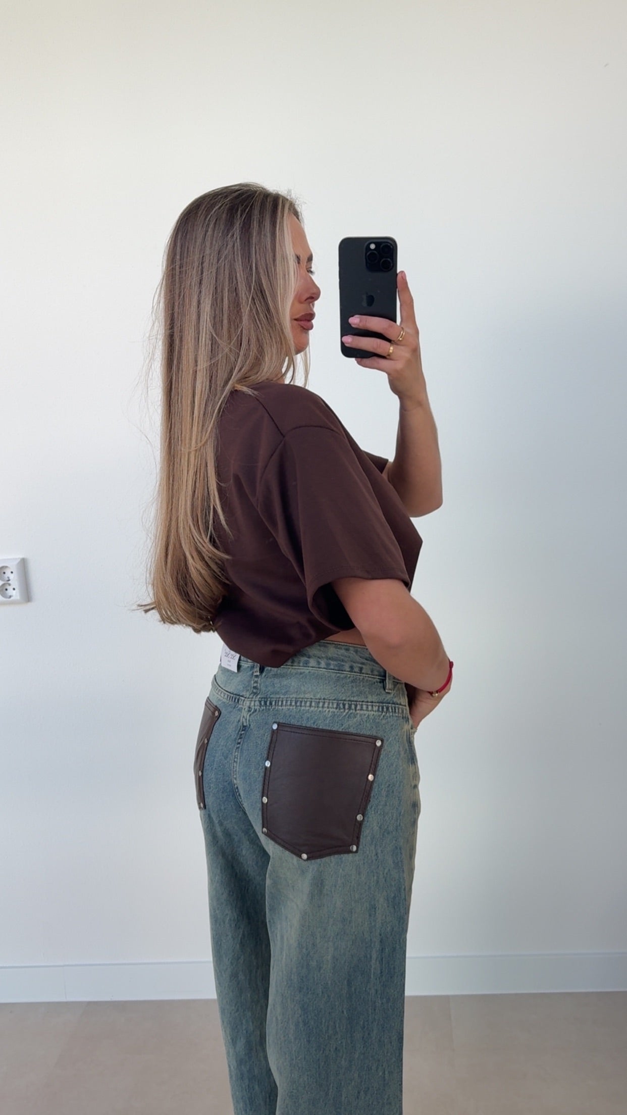 Cropped Stretch T-shirt Bruin