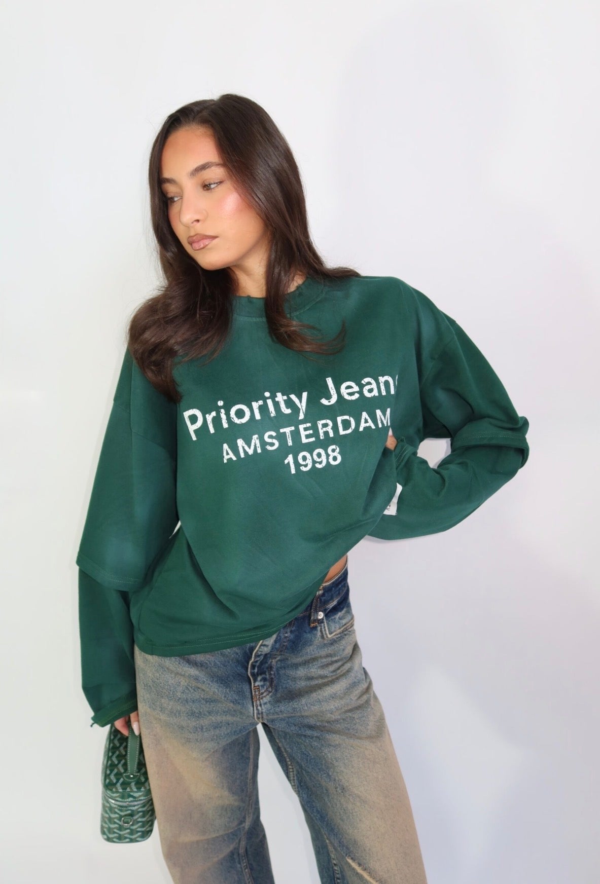 Priority Destroyed Longsleeve Groen