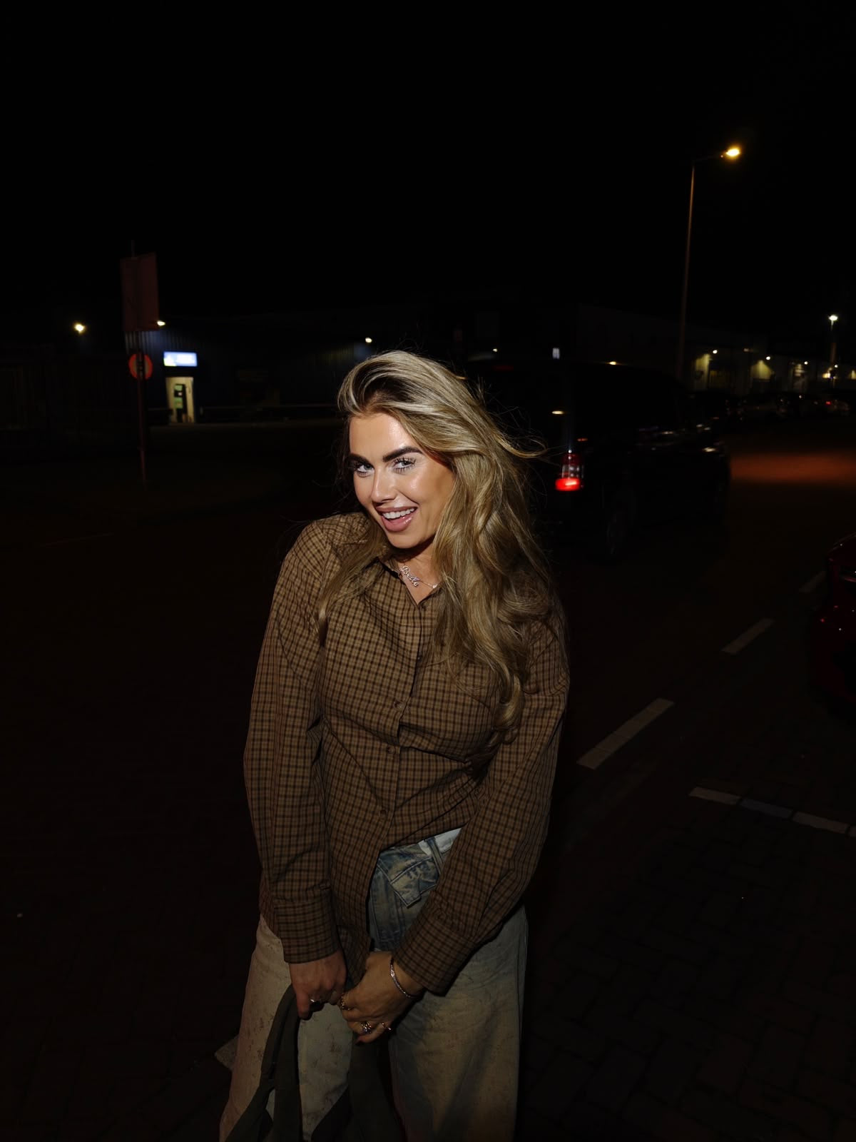 Checkered Blouse Getailleerd Bruin