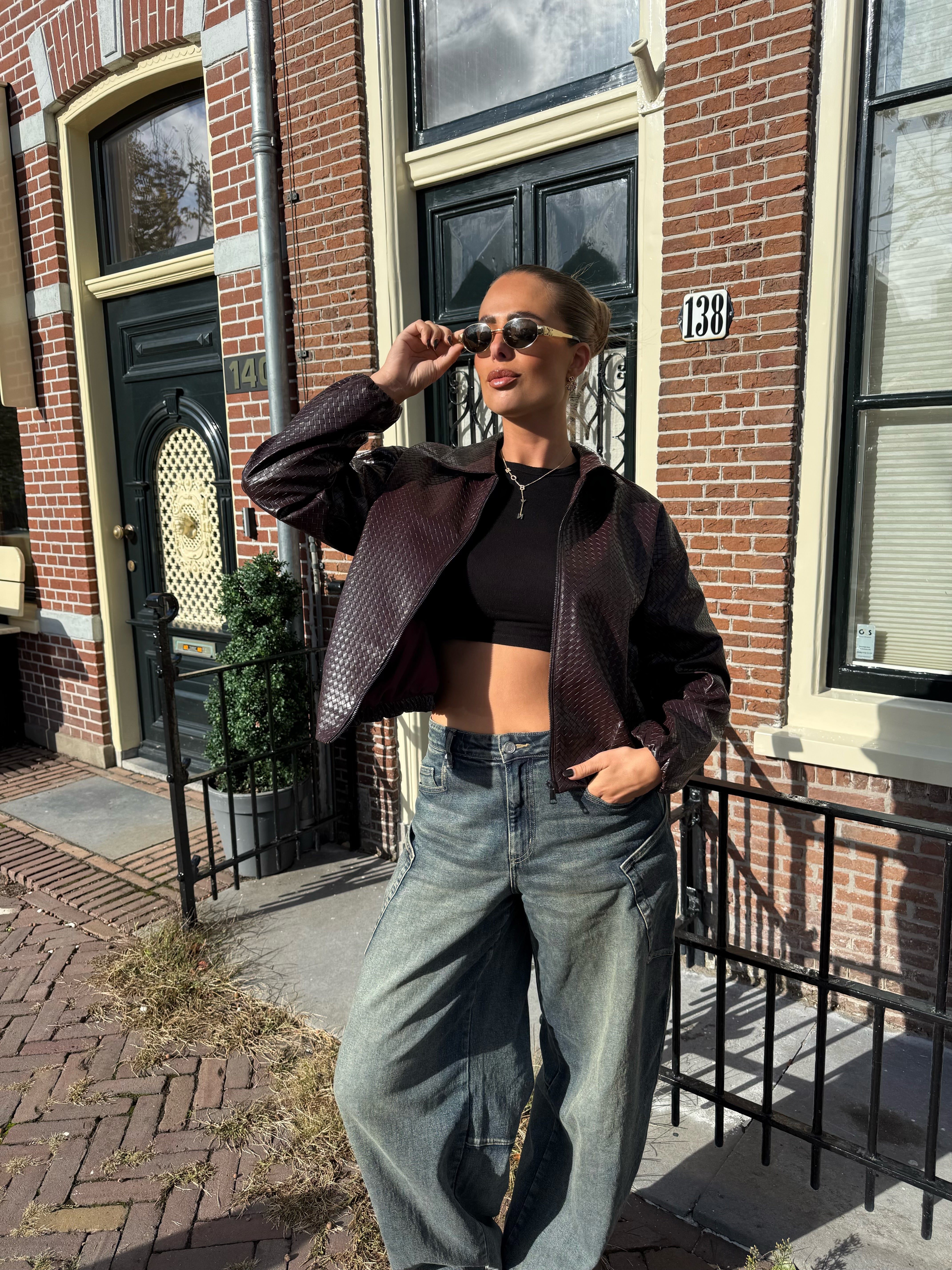 Gevlochten PU Jacket Burgundy | Robyn