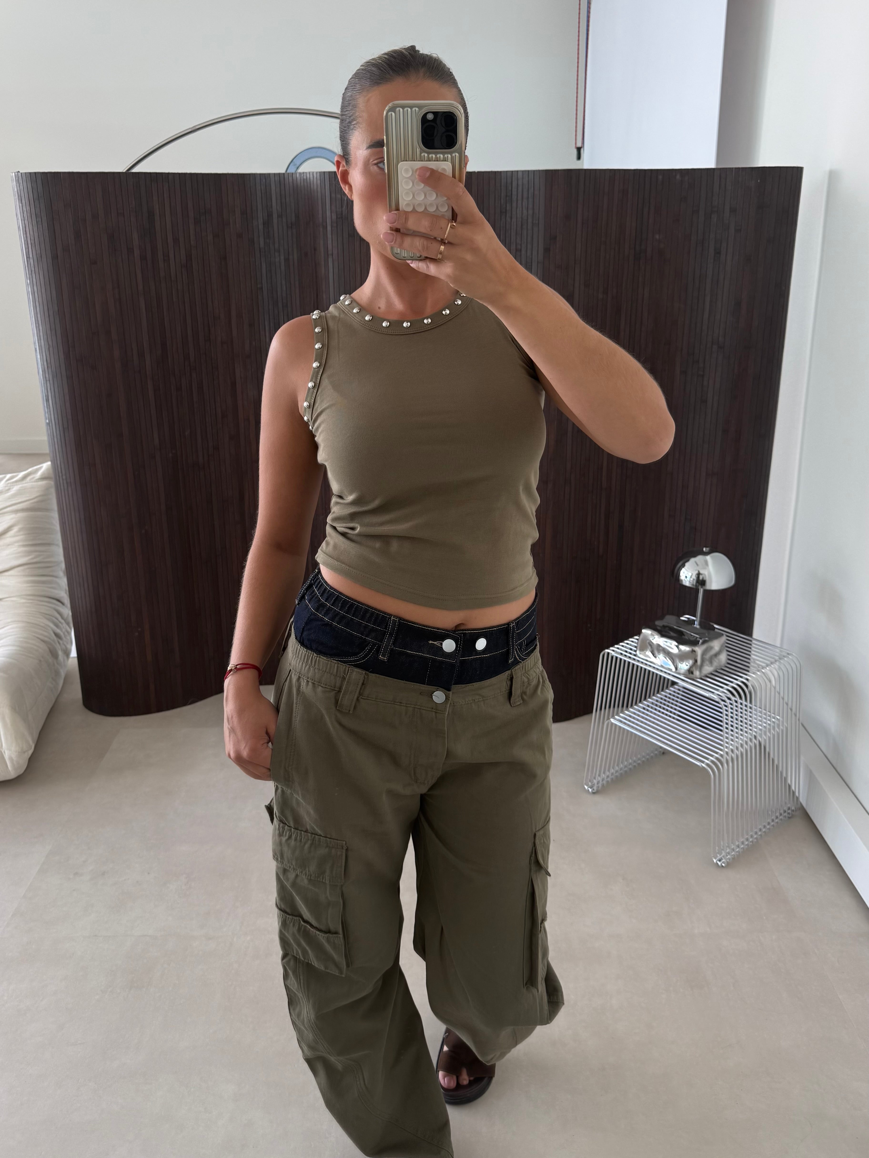 Dubbele Band Cargo Broek Army Groen | Desi