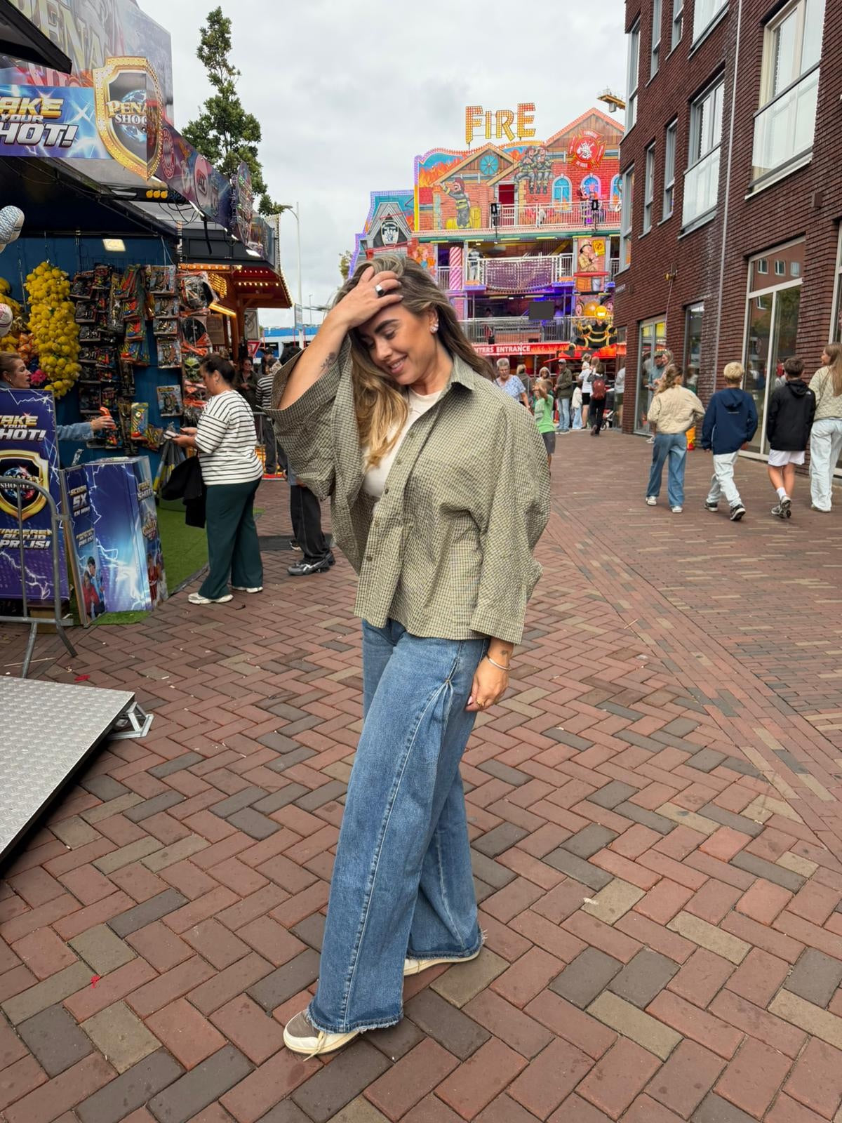 Oversized Geruite Blouse Groen | Sam