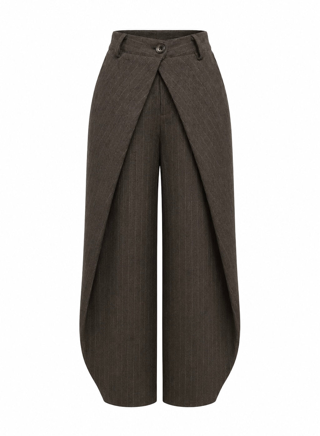Gestreepte Overslag Pantalon Bruin