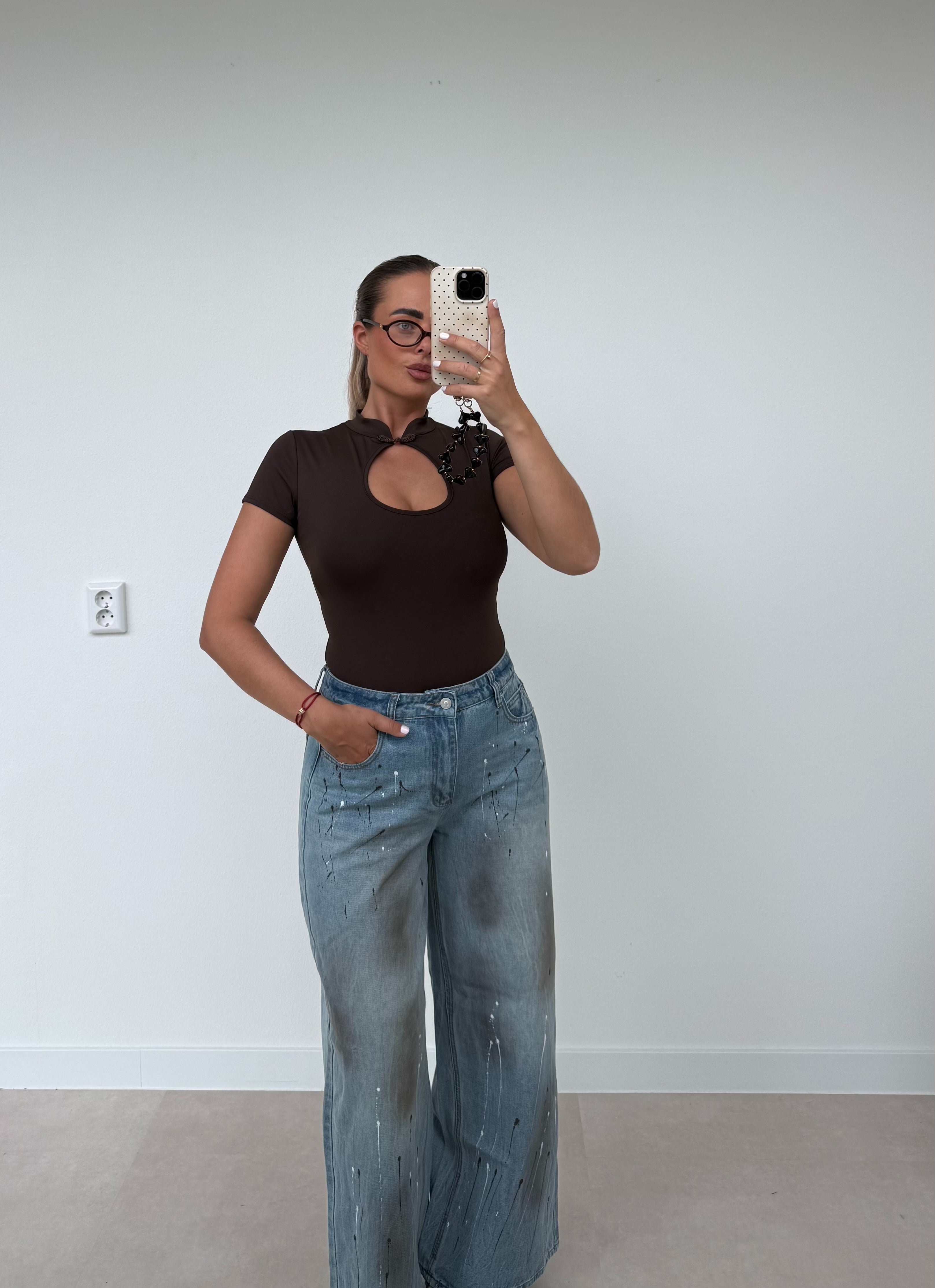 Wide Leg Jeans Verfspatten