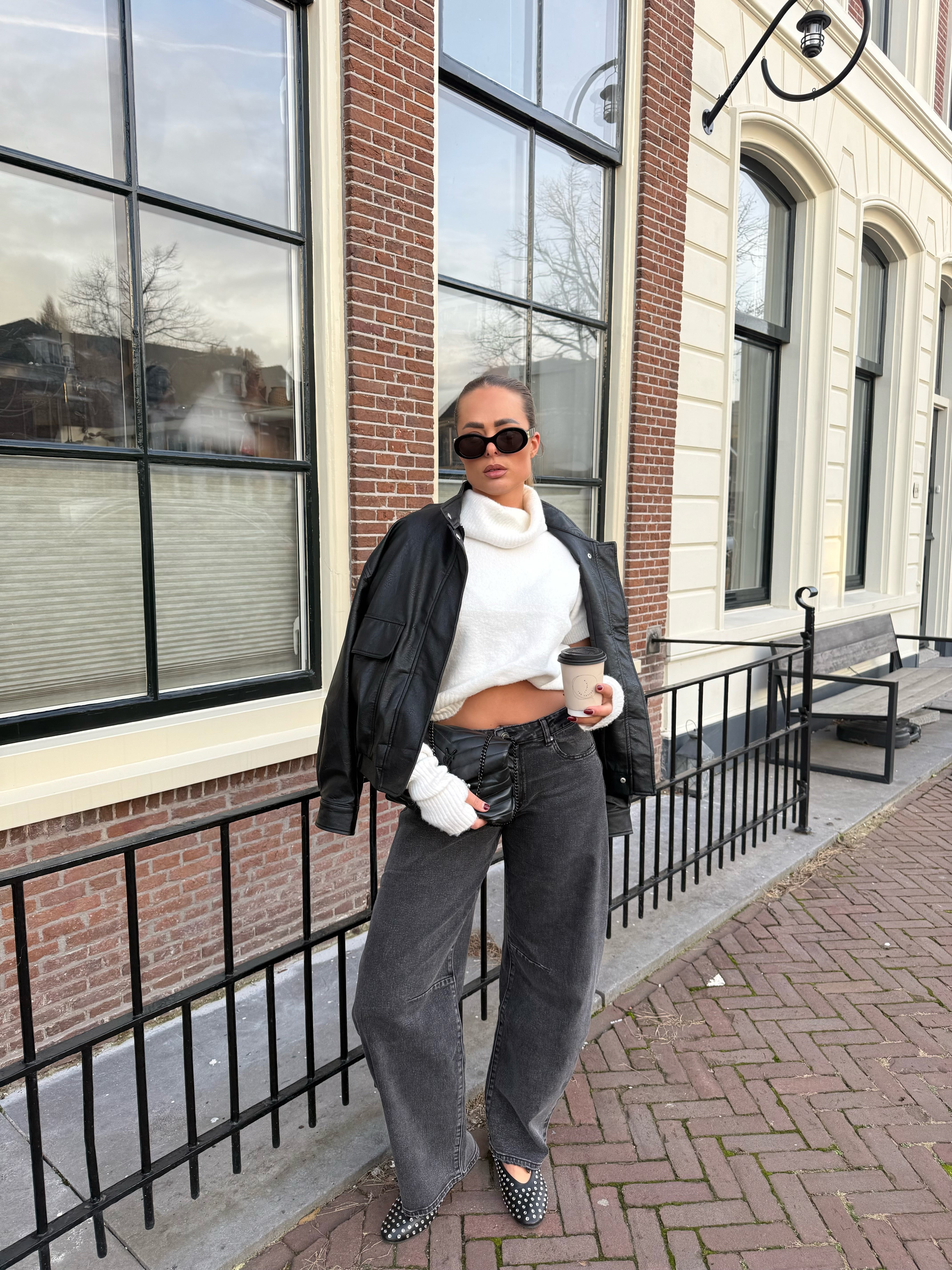 PU Leather Jacket Zwart | Yasmin