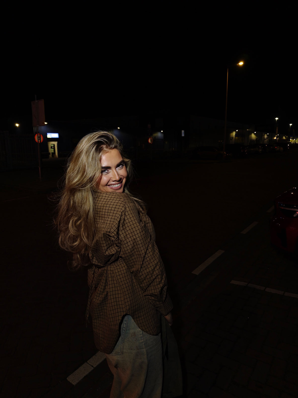 Checkered Blouse Getailleerd Bruin