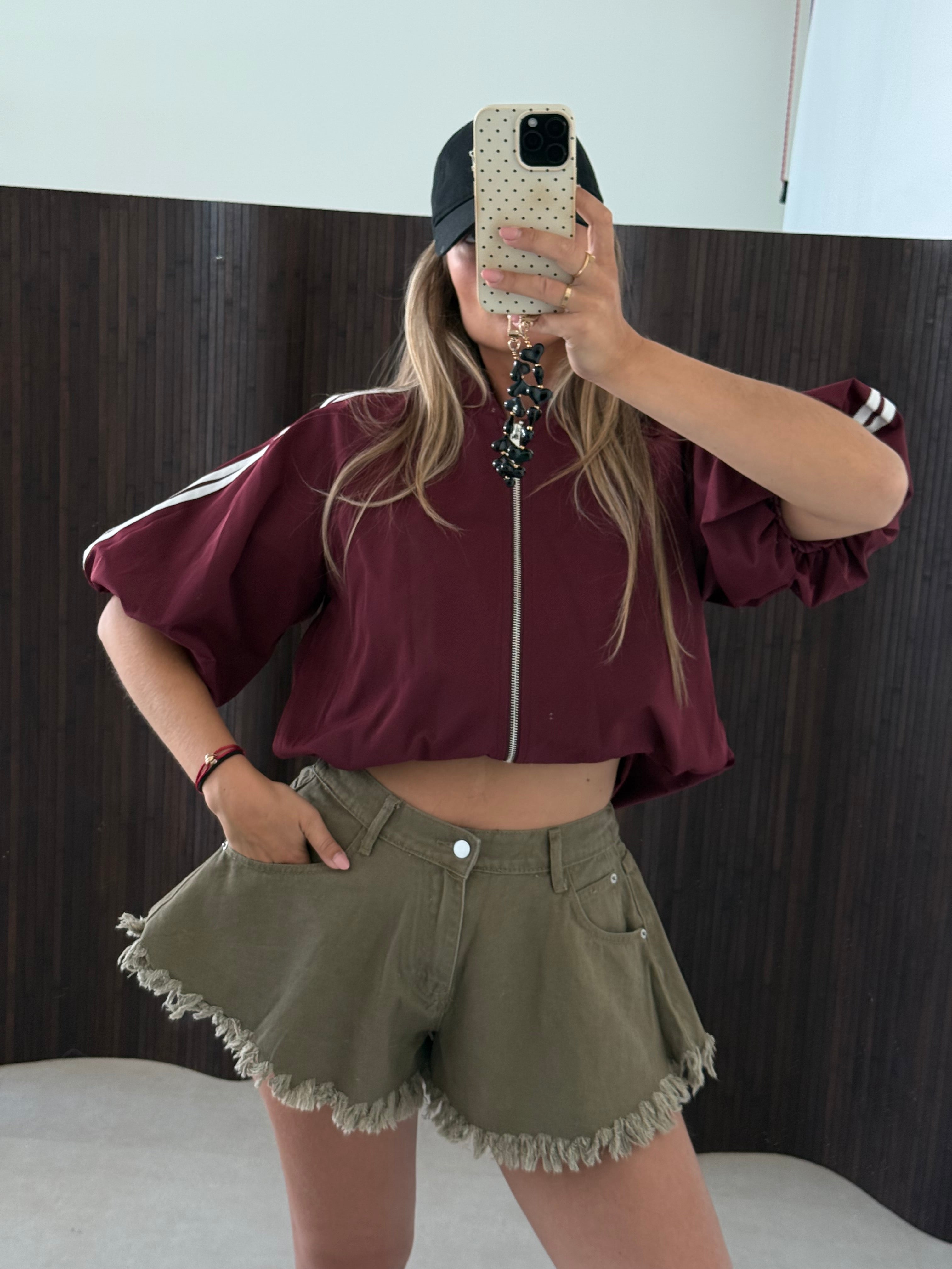 Bomber Jacket Bordeaux Witte Bies