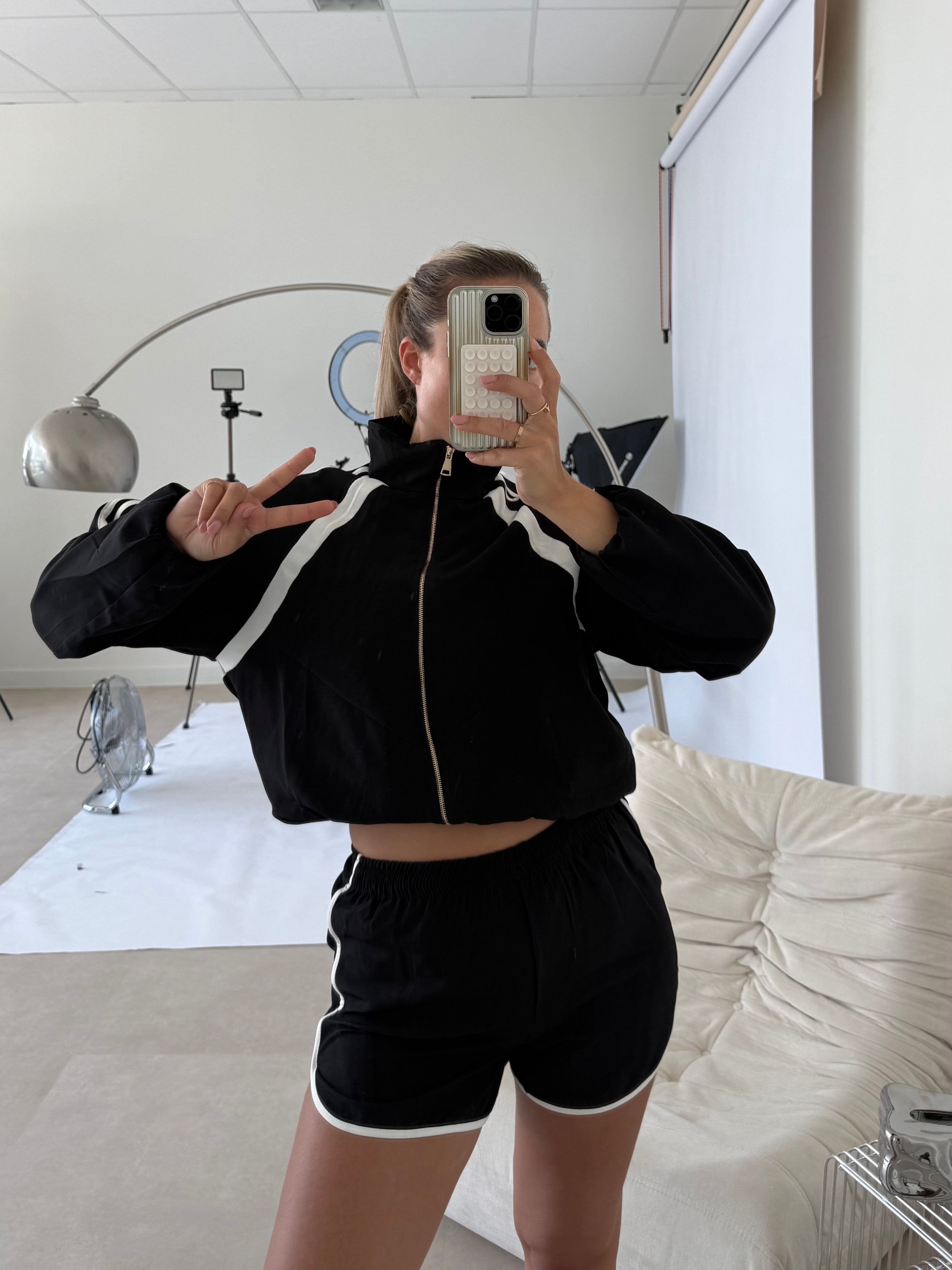 Sporty Two Piece Set Zwart