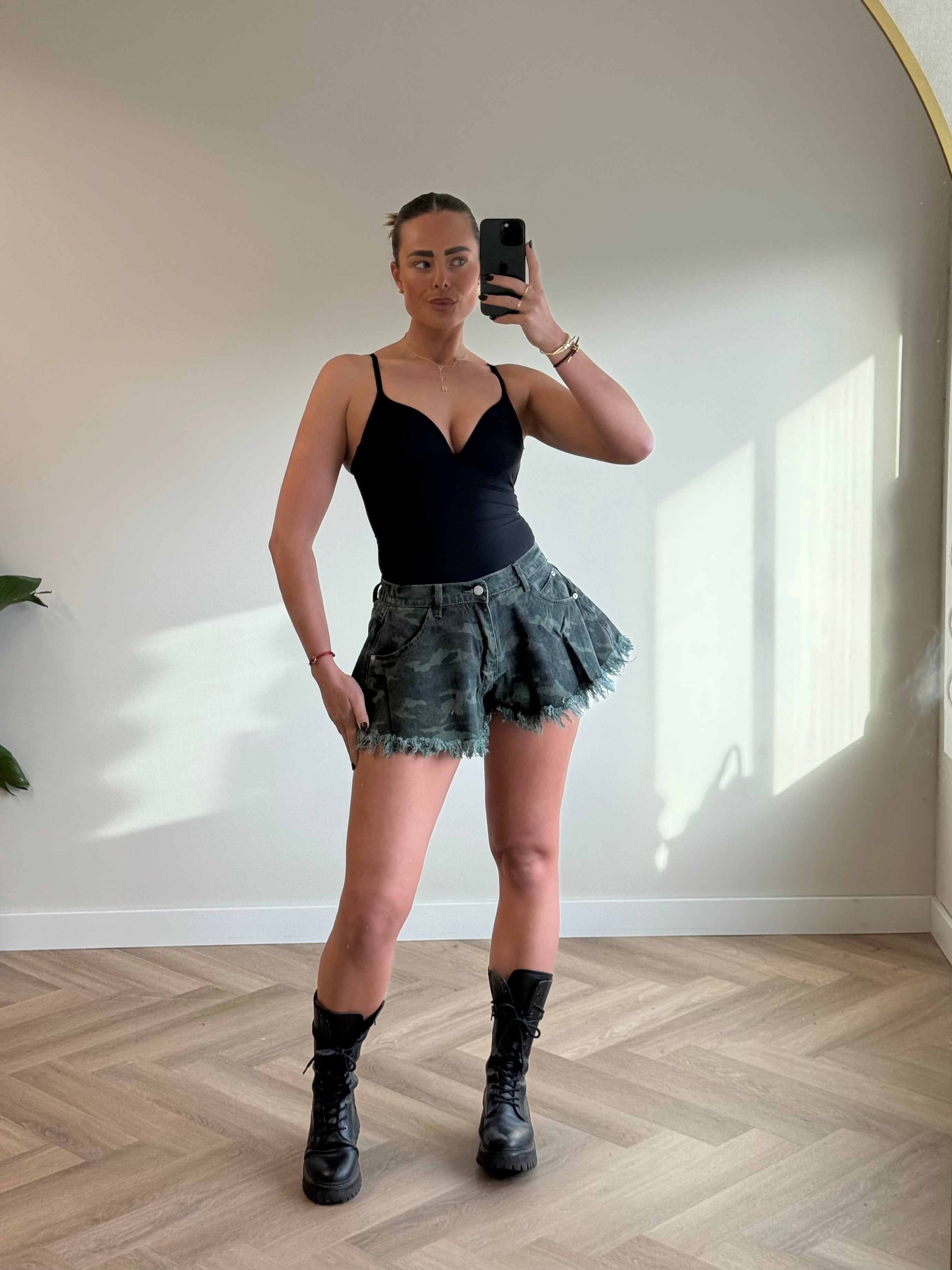 Denim Short Gerafeld Camouflage