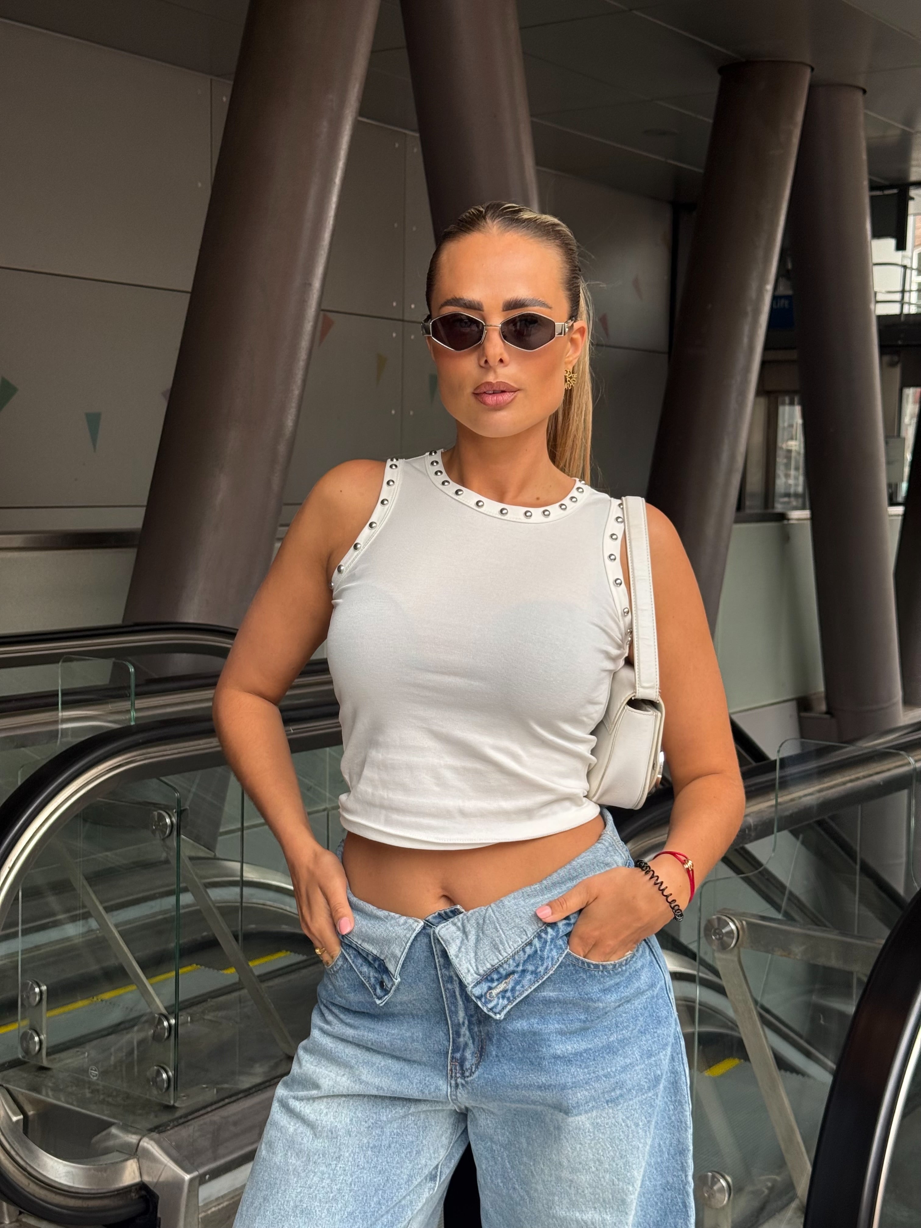 Tank Top Studs Wit | Tina