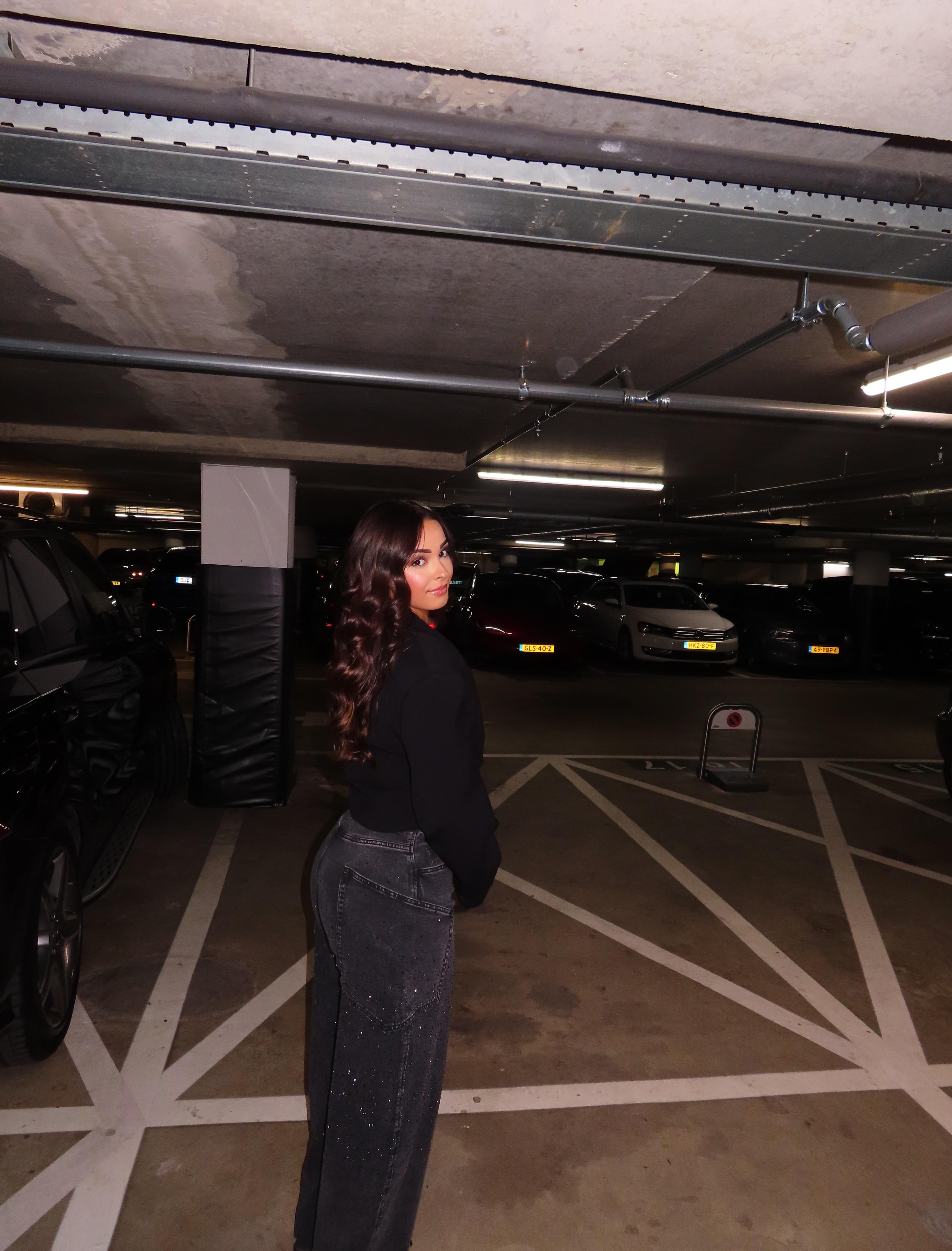 Queen Hearts Balloon Jeans Strass Grijs