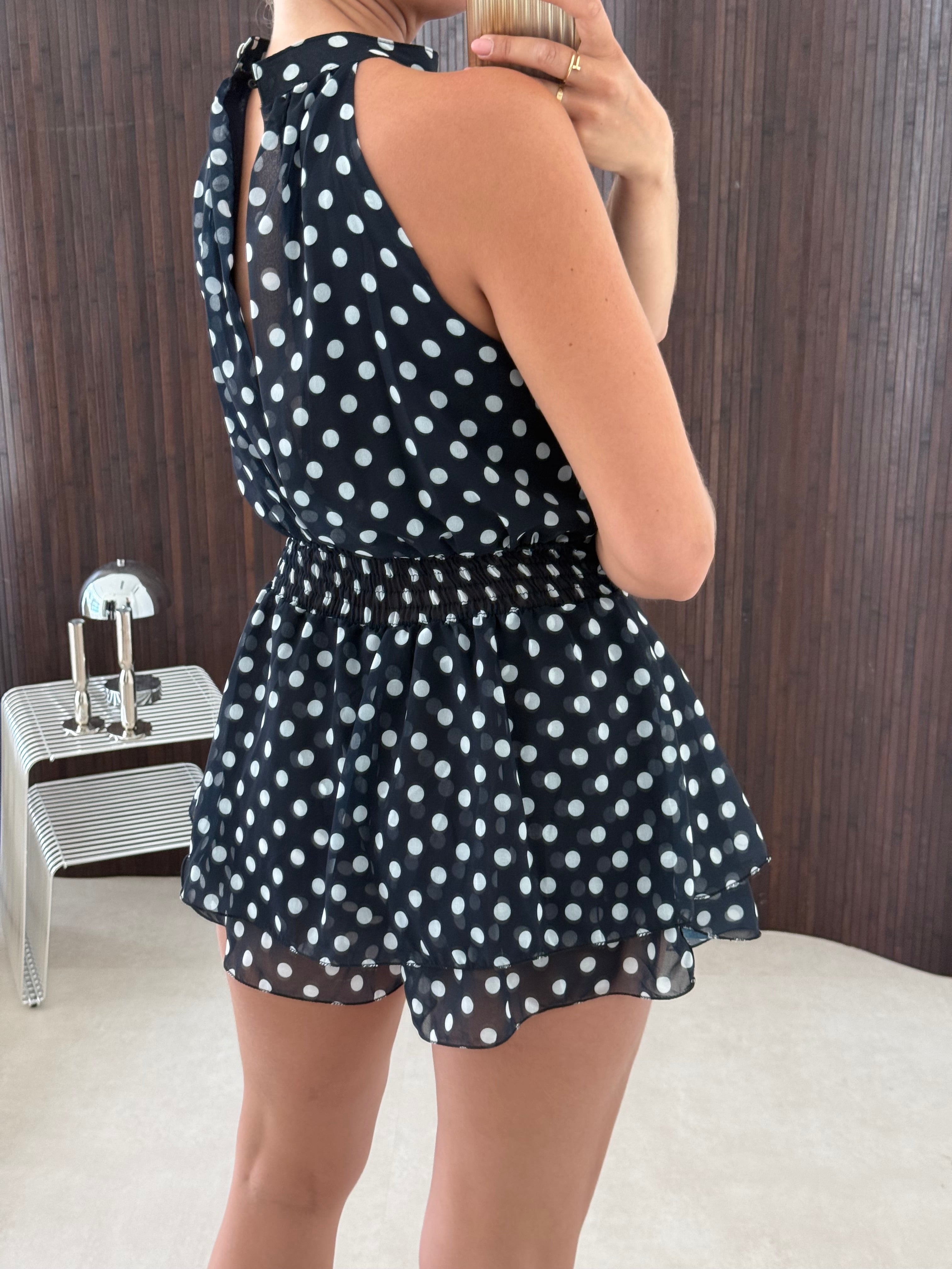 Polkadot Playsuit Navy Wit