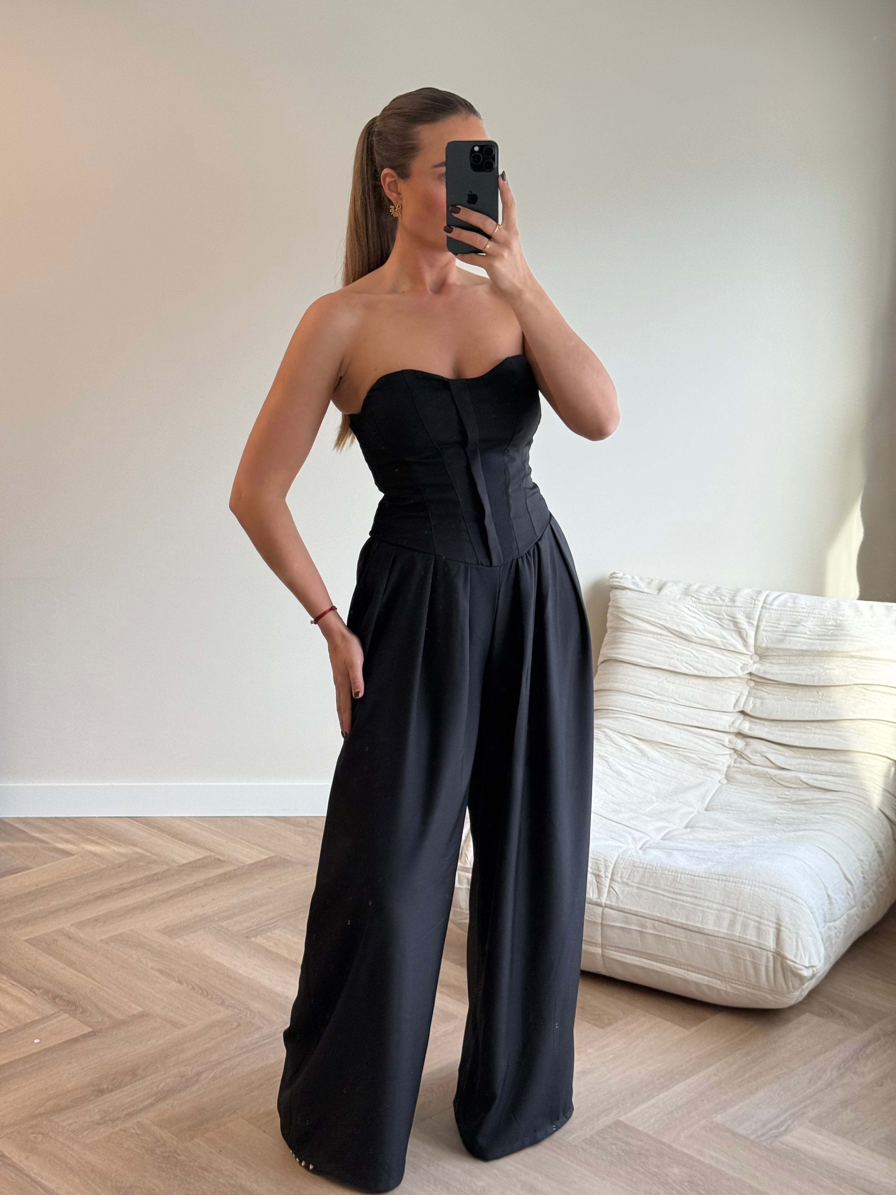 Tall Strapless Jumpsuit Zwart