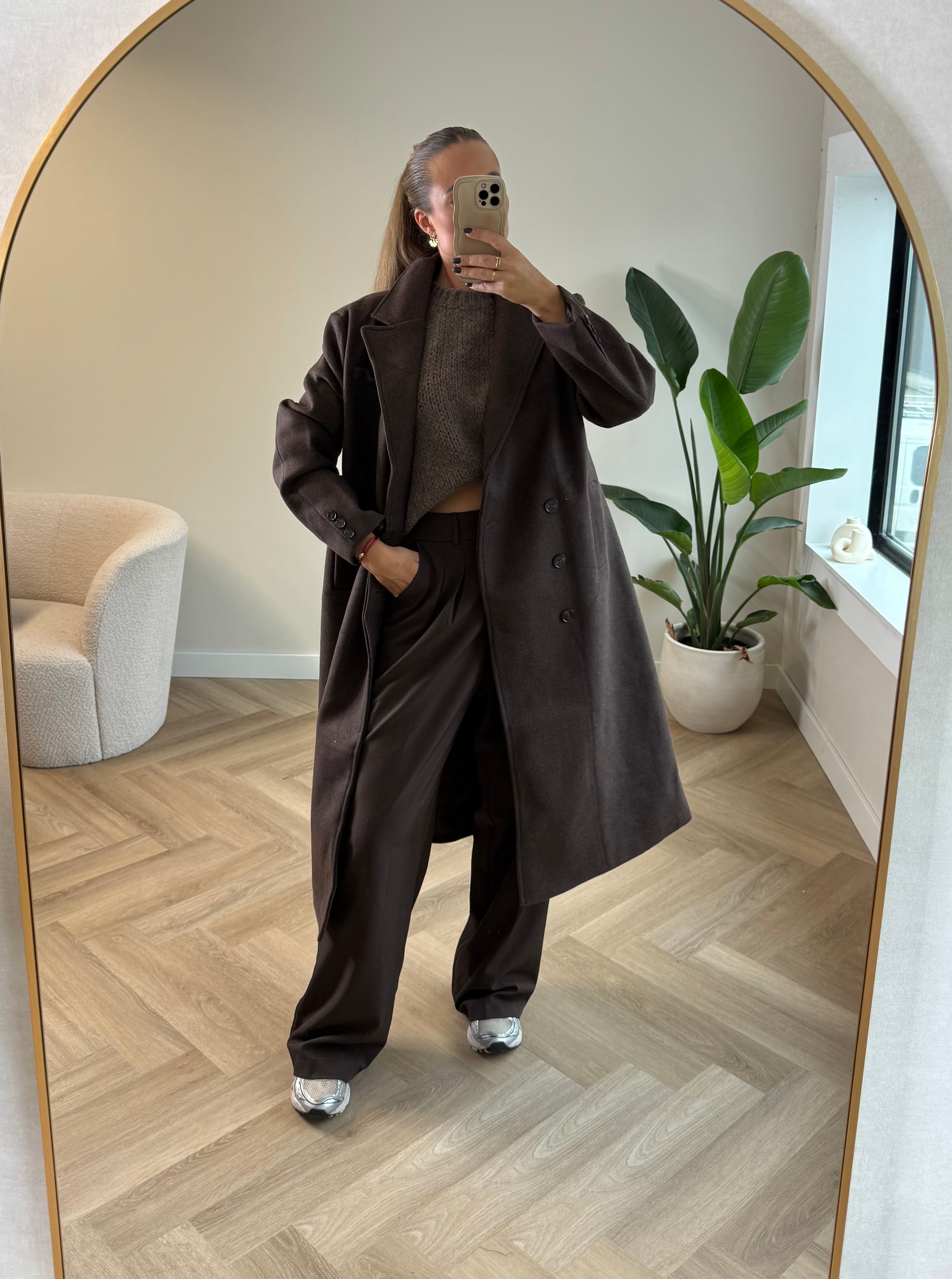 Lange Mantel Jas Bruin | Frankie