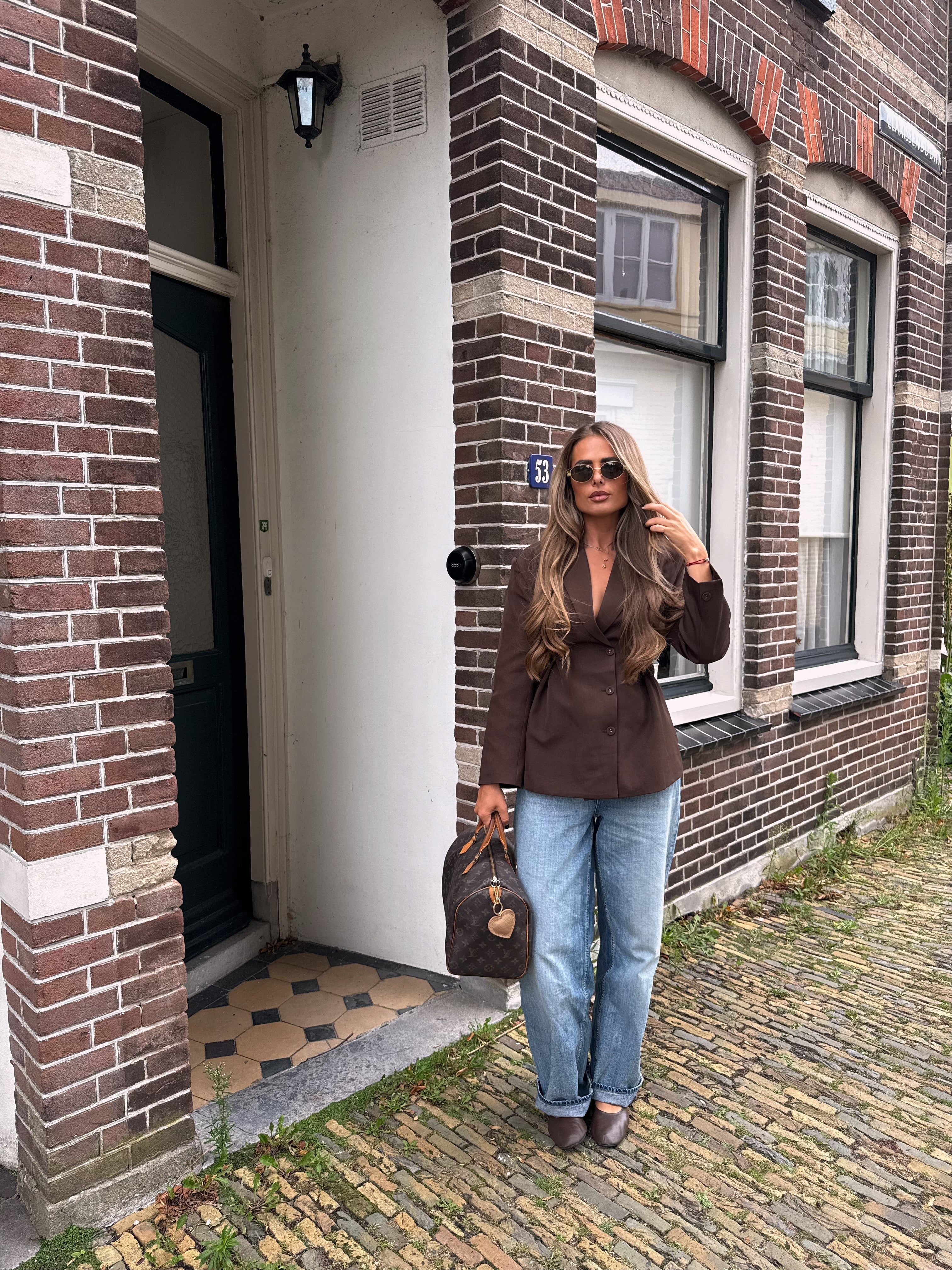 Getailleerde Blazer Knoopjes Bruin | Liv