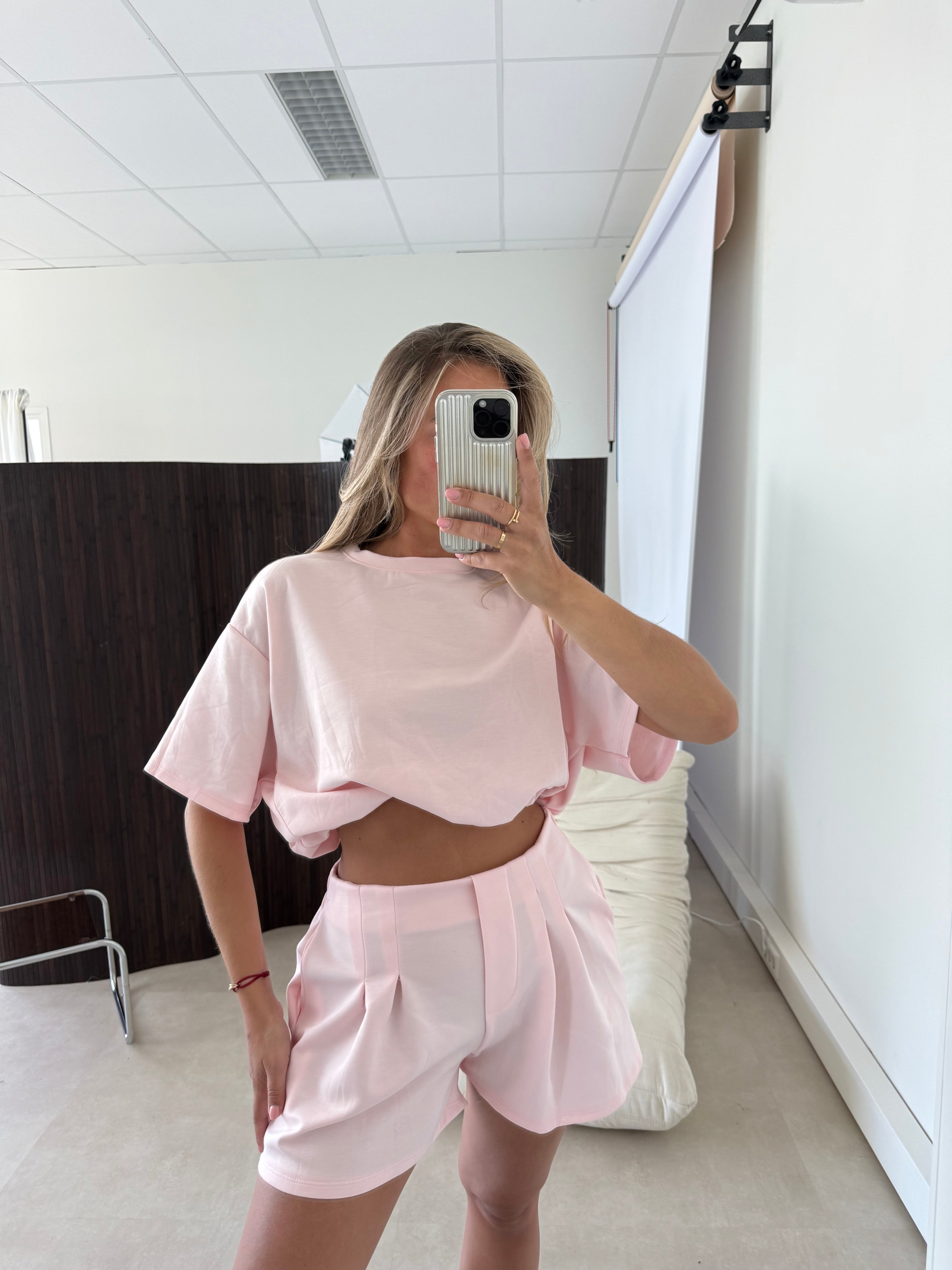 Cropped Two Piece Set Roze