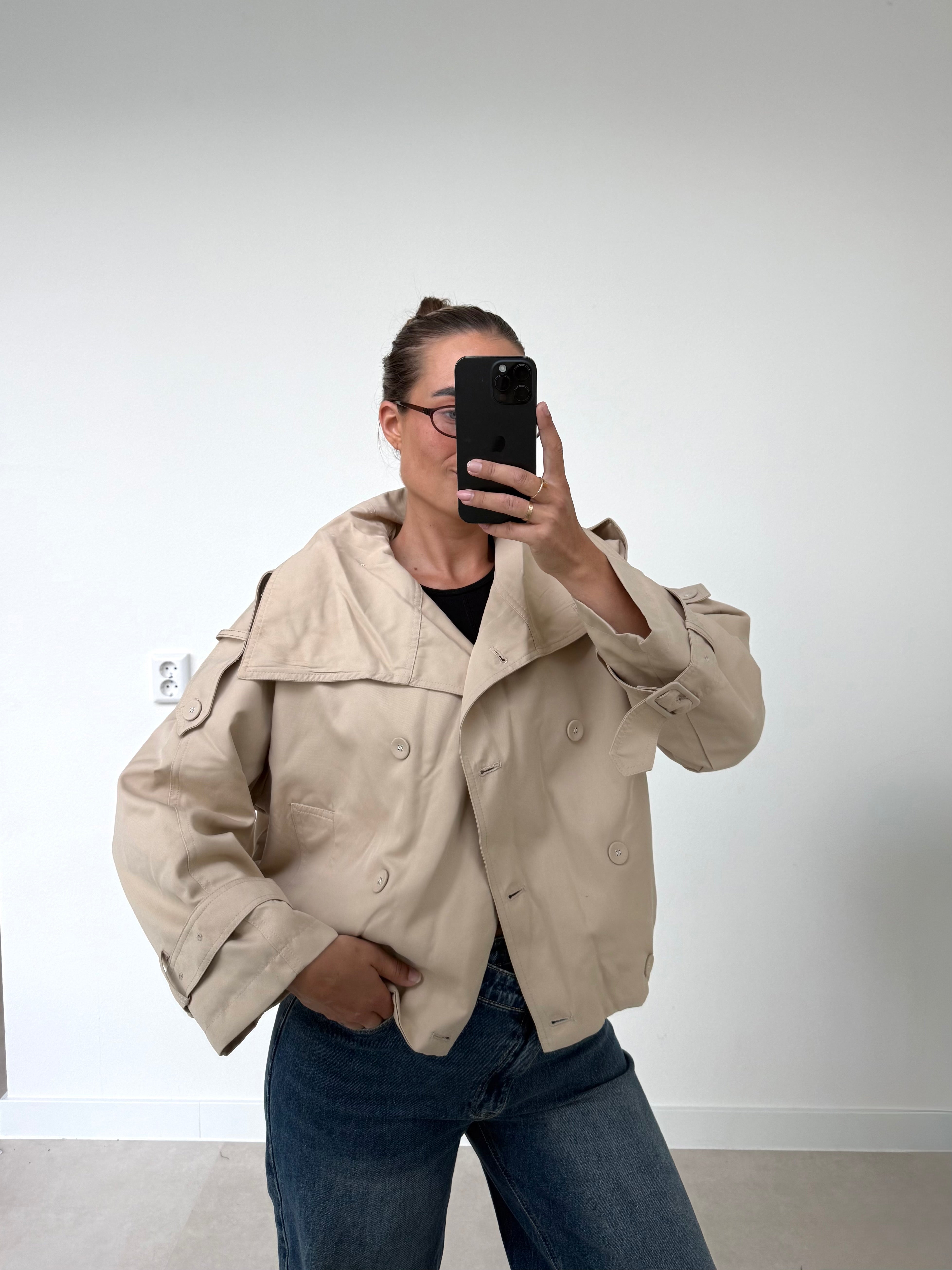 Trench Jas Kort Beige