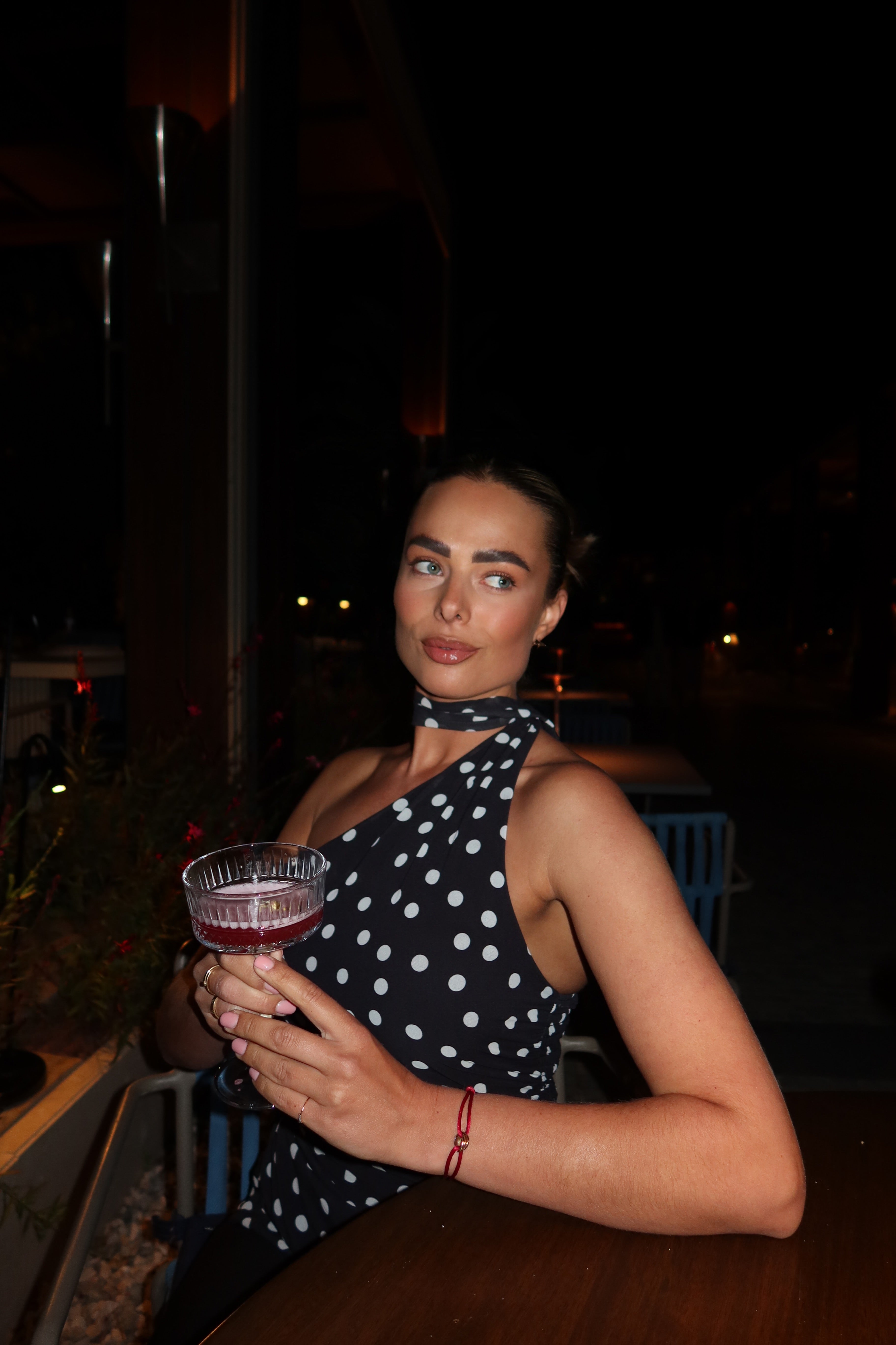 Asymmetrische Halter Top Polkadot | Zwart