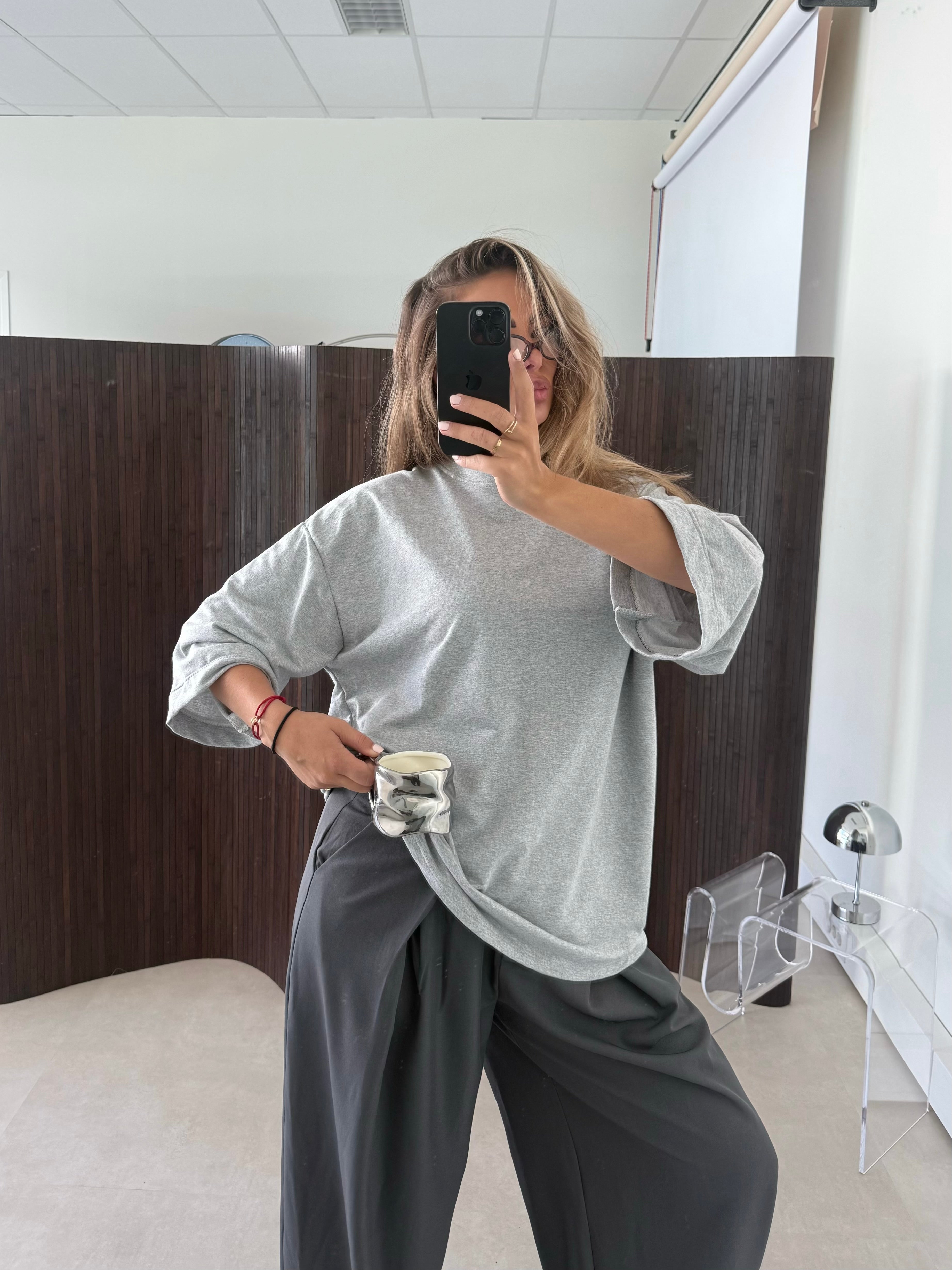 Oversized Boyfriend T-shirt Grijs