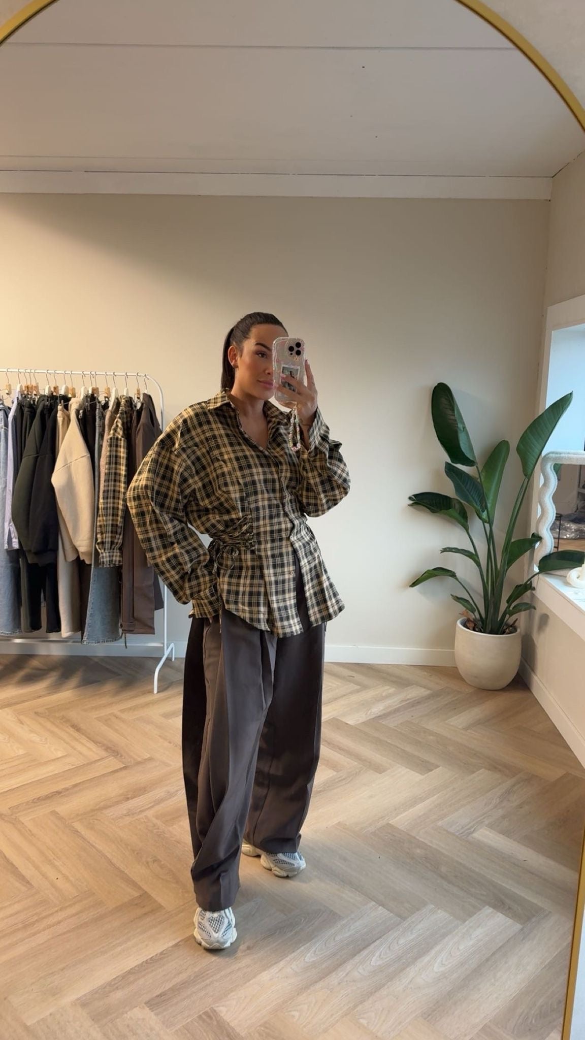 Getailleerde Blouse Geruit Bruin | River