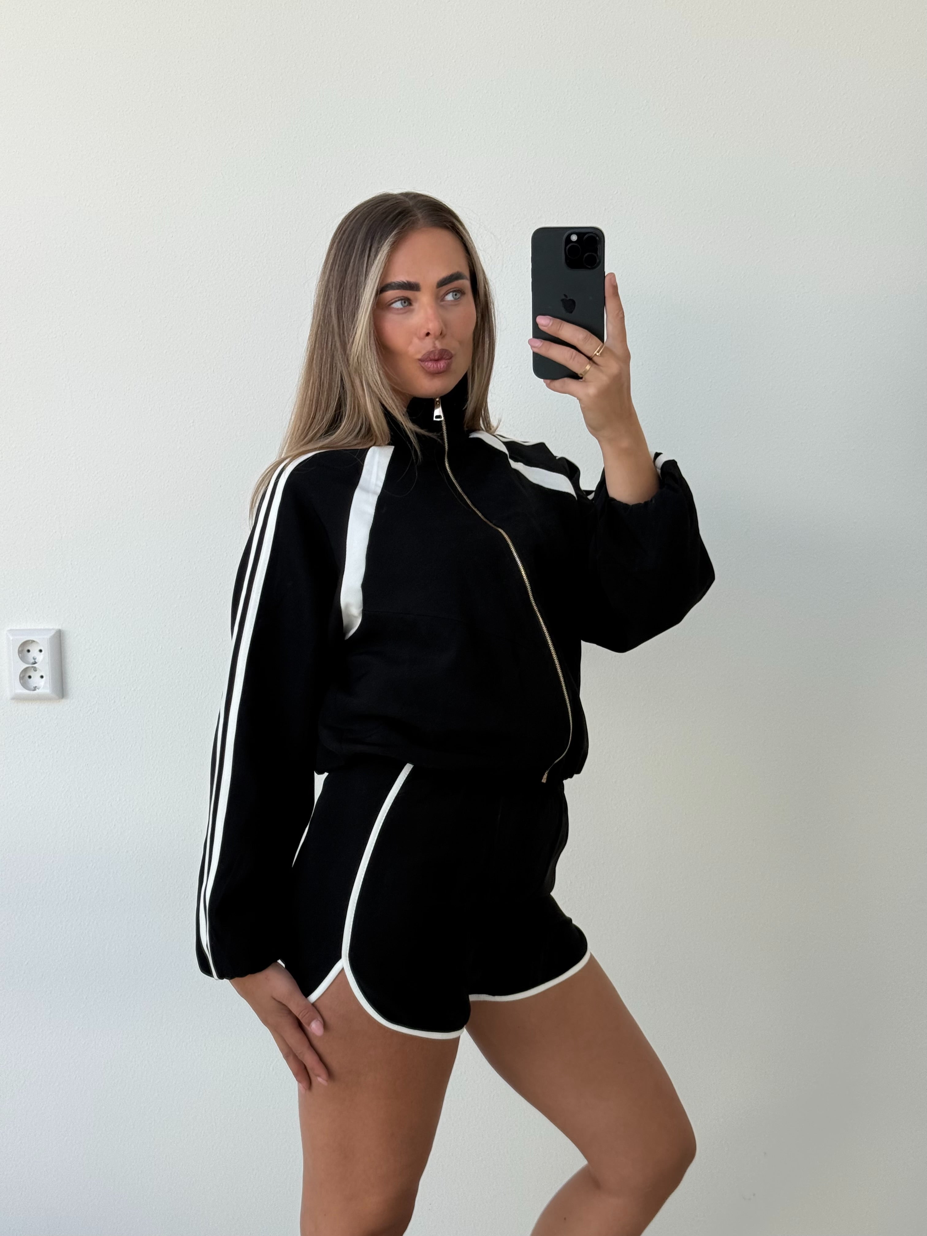 Sporty Two Piece Set Zwart Wit