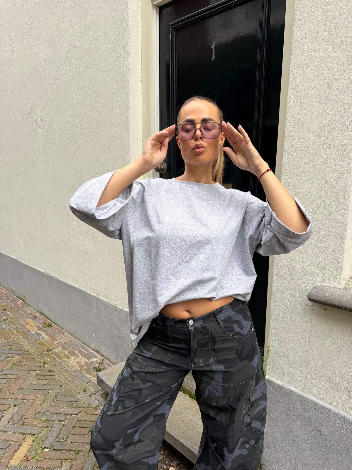 Oversized Boyfriend T-shirt Grijs