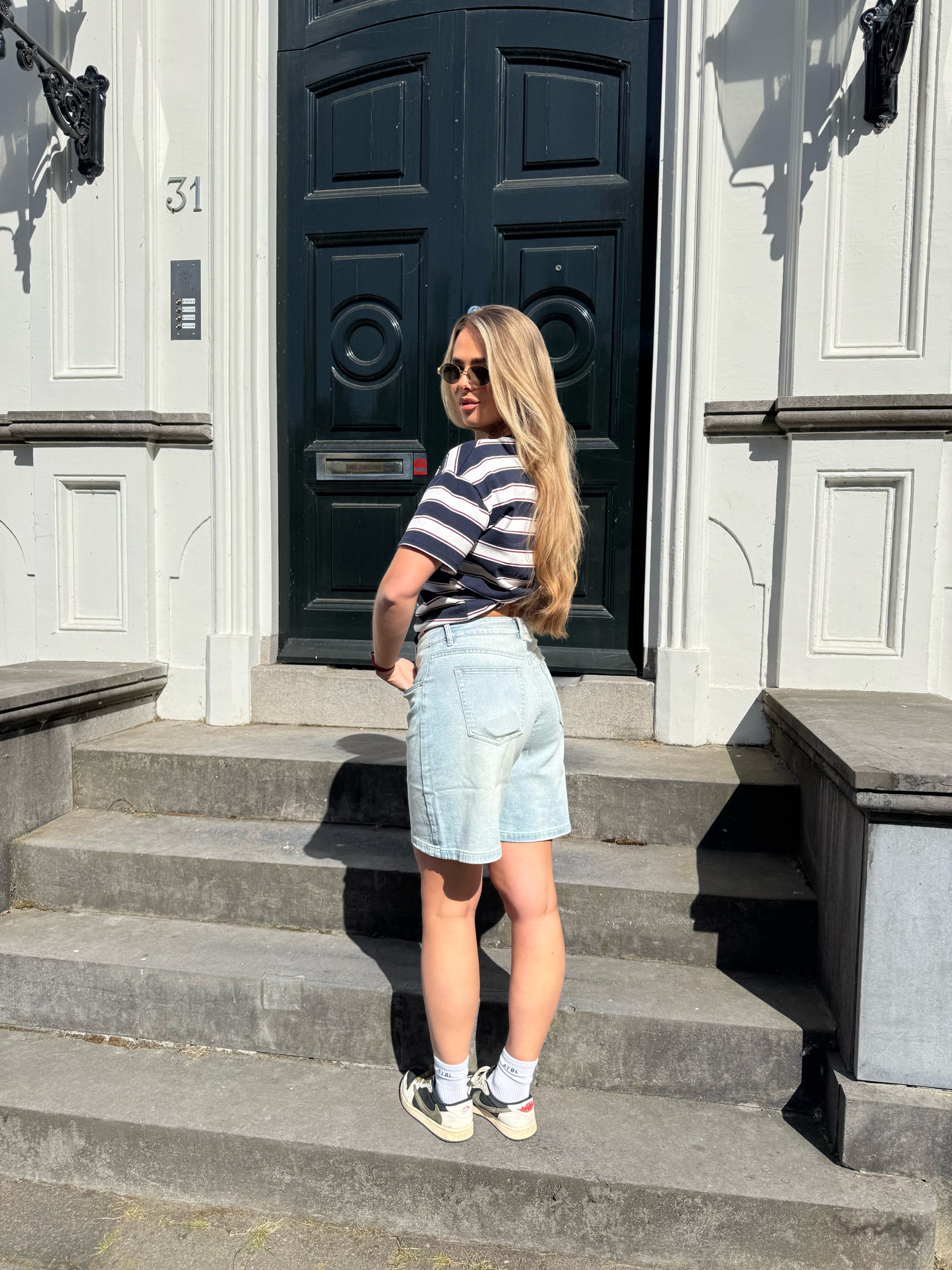 Denim Jort Stretch Licht Blauw | Bo