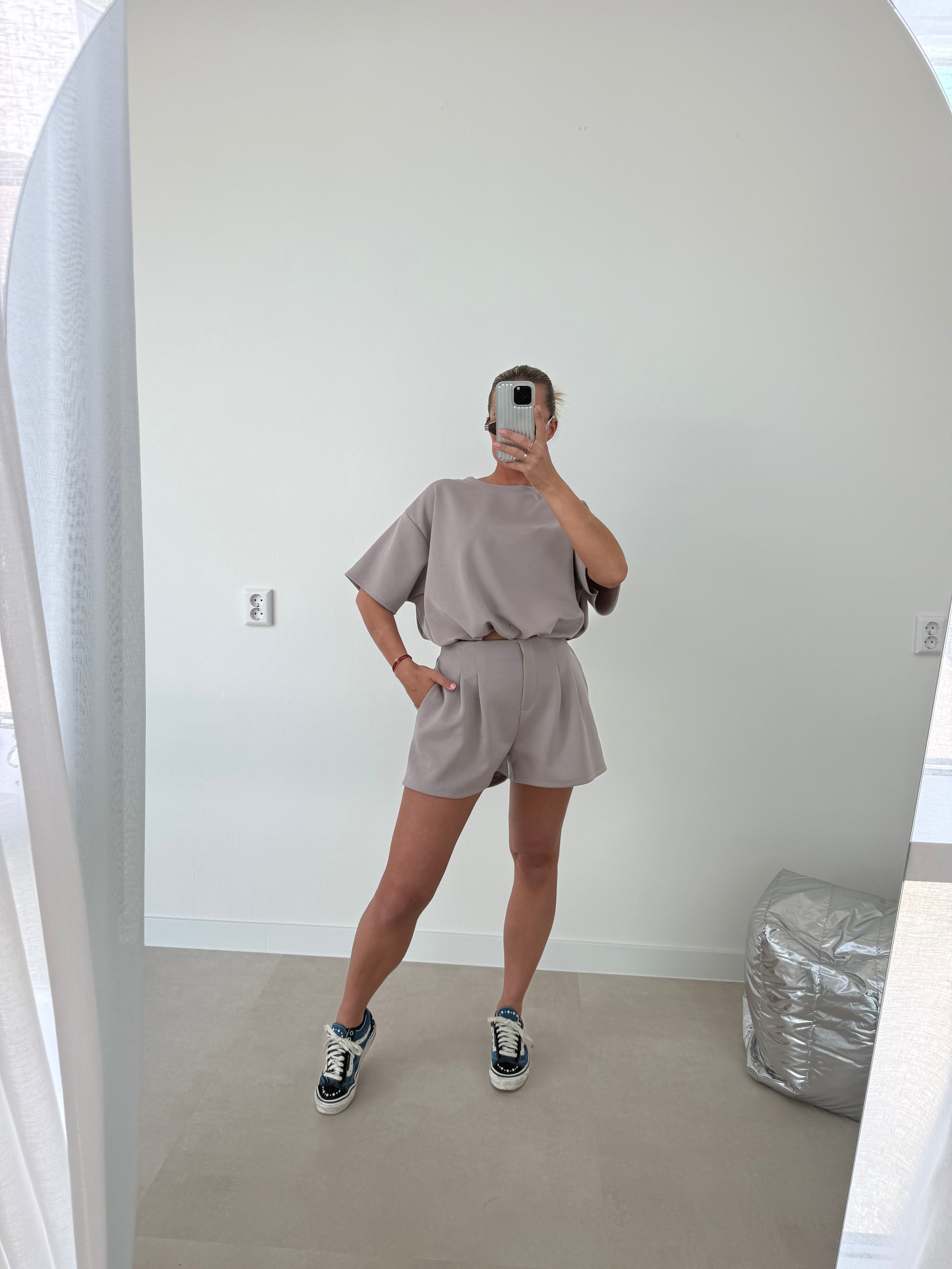 Cropped Two Piece Set Taupe