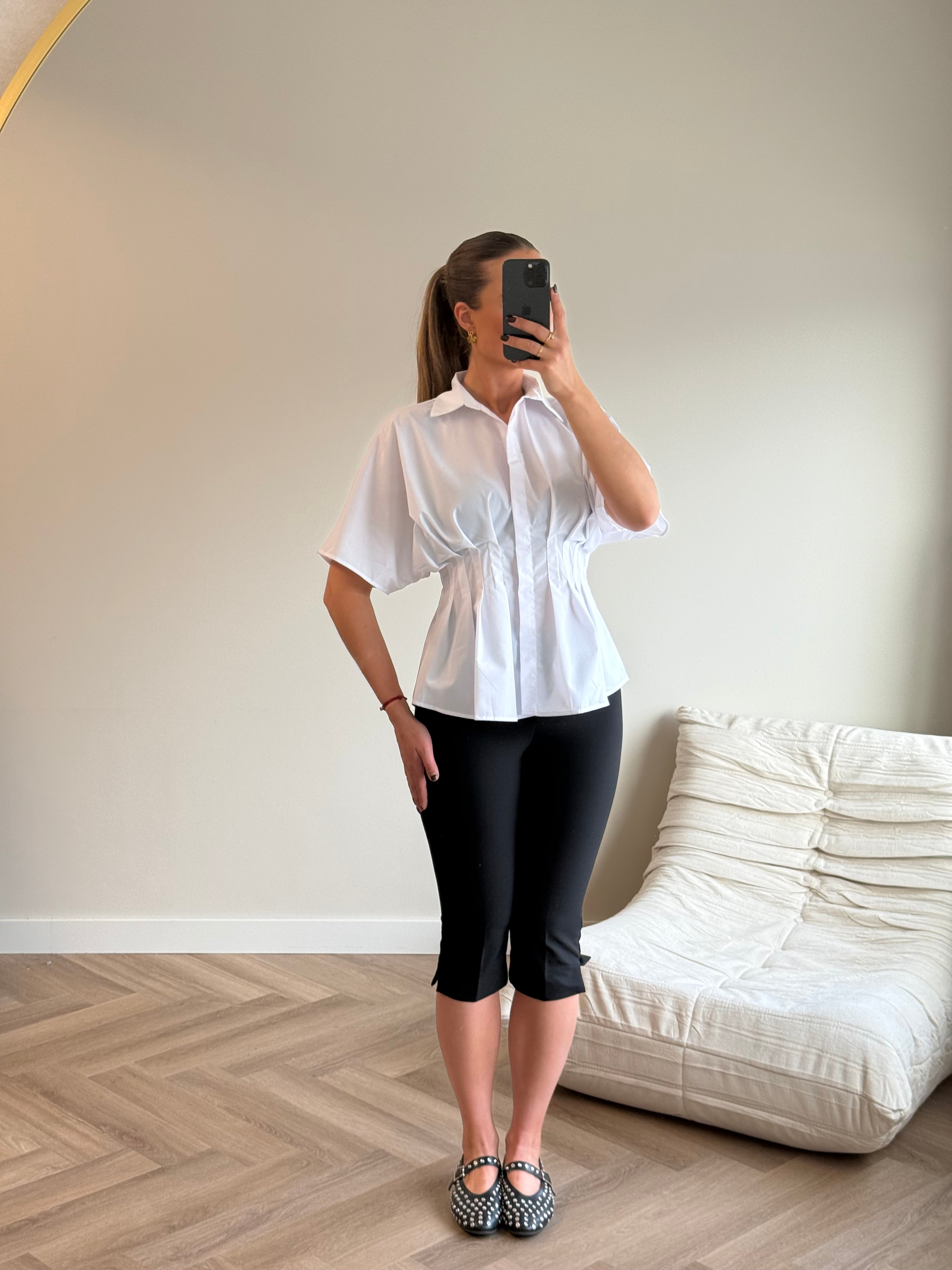 Blouse met Plooien Wit | Saar