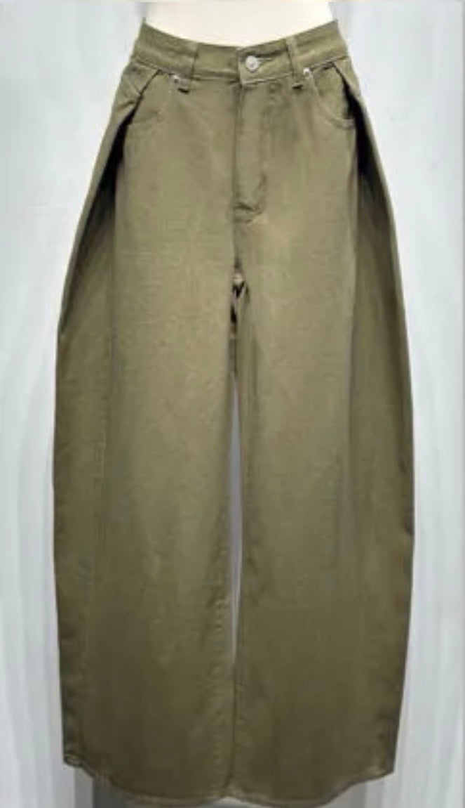 Pleated Jeans Army Groen | Mary