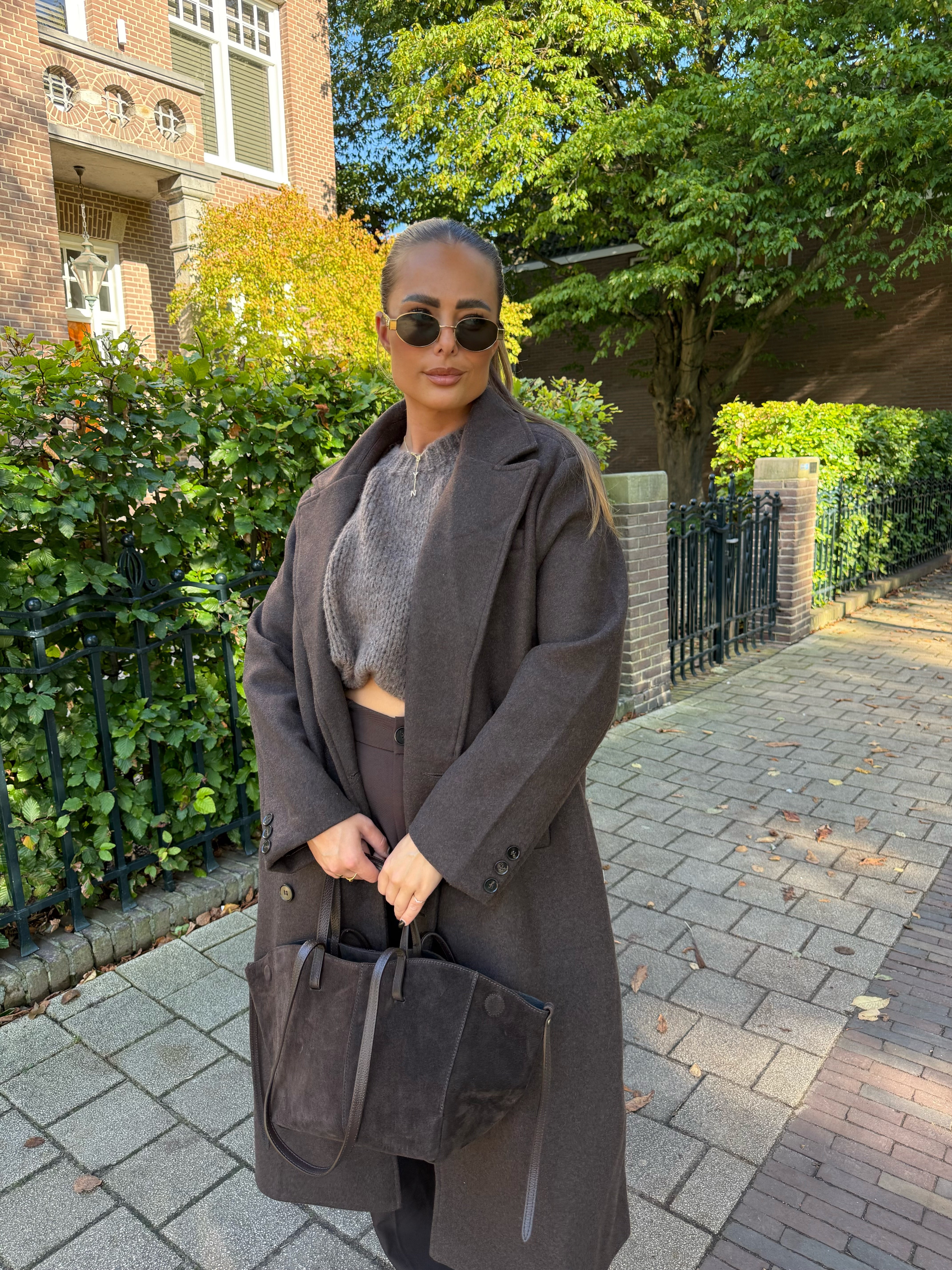 Lange Mantel Jas Bruin | Frankie