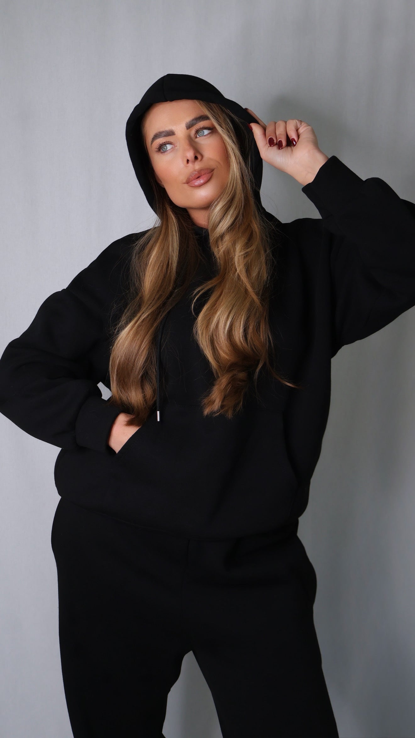 Jogging Set Fleece Zwart | Sky