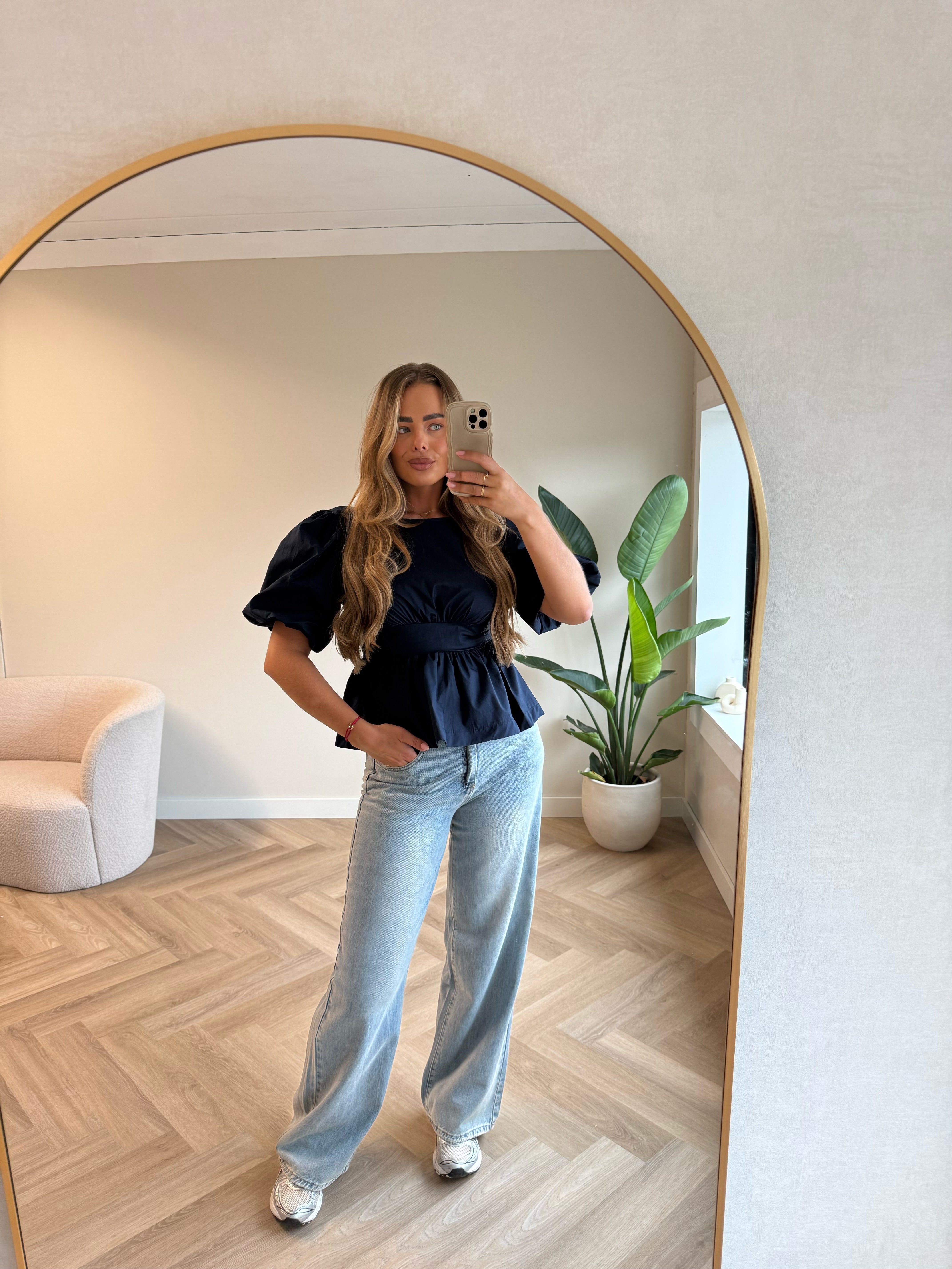 Pofmouw Top Strik Blauw | Fleur