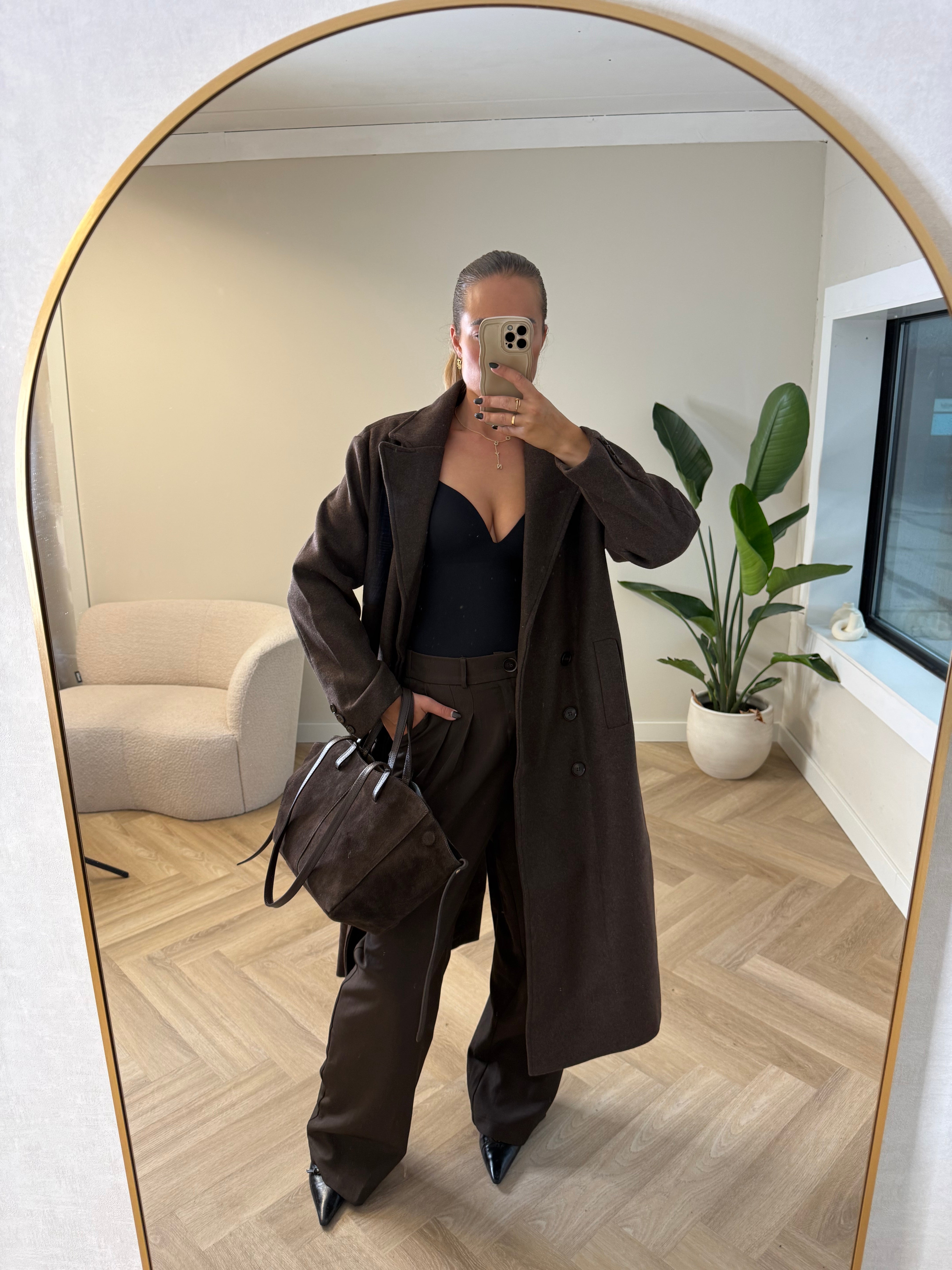 Lange Mantel Jas Bruin | Frankie